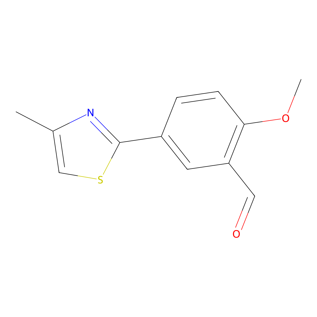 2-Methoxy-5-(4-methyl-2-thiazolyl)benzaldehyde molecular structure, CAS 163257-20-3