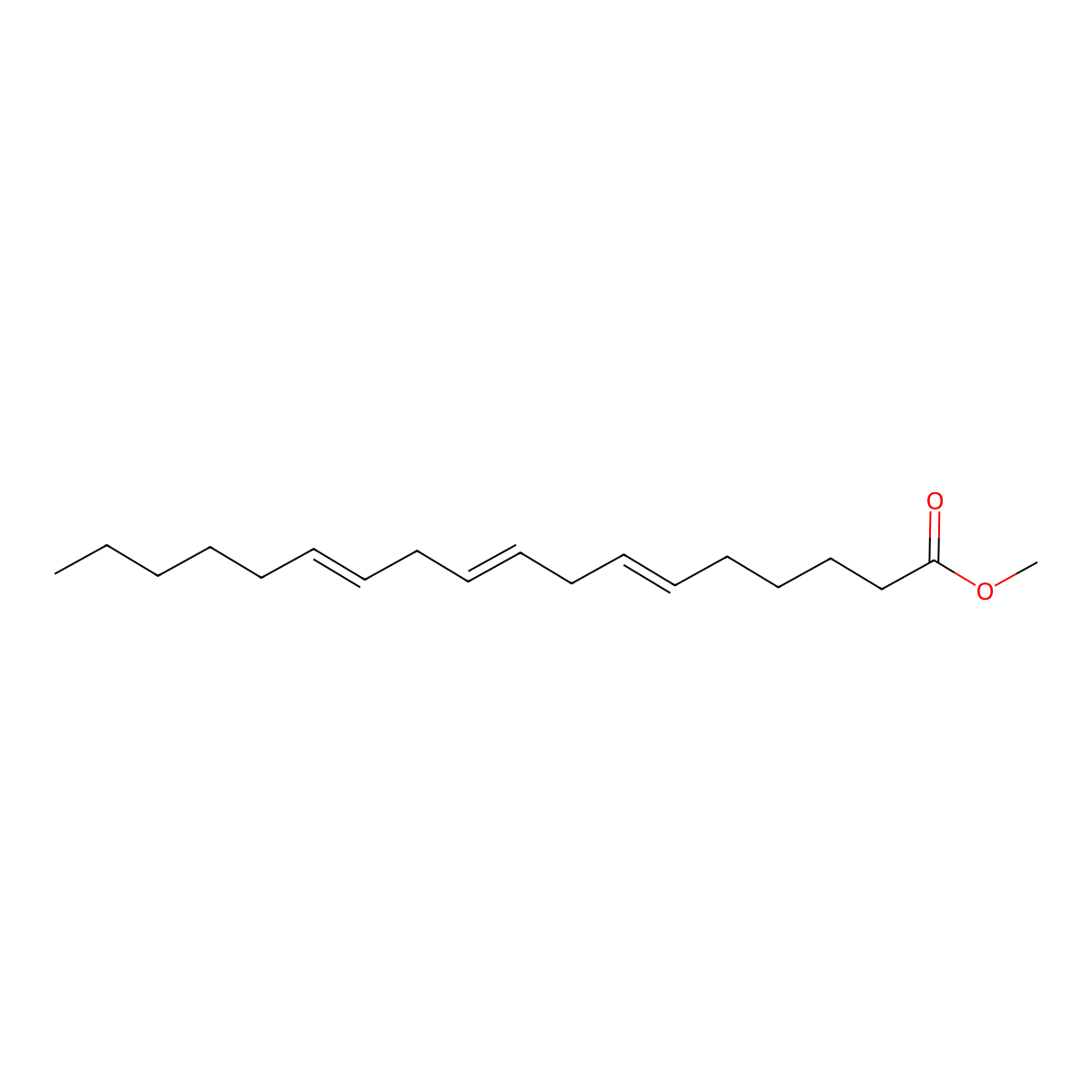 6,9,12-Octadecatrienoic acid, methyl ester, (6Z,9Z,12Z)- molecular structure, CAS 16326-32-2