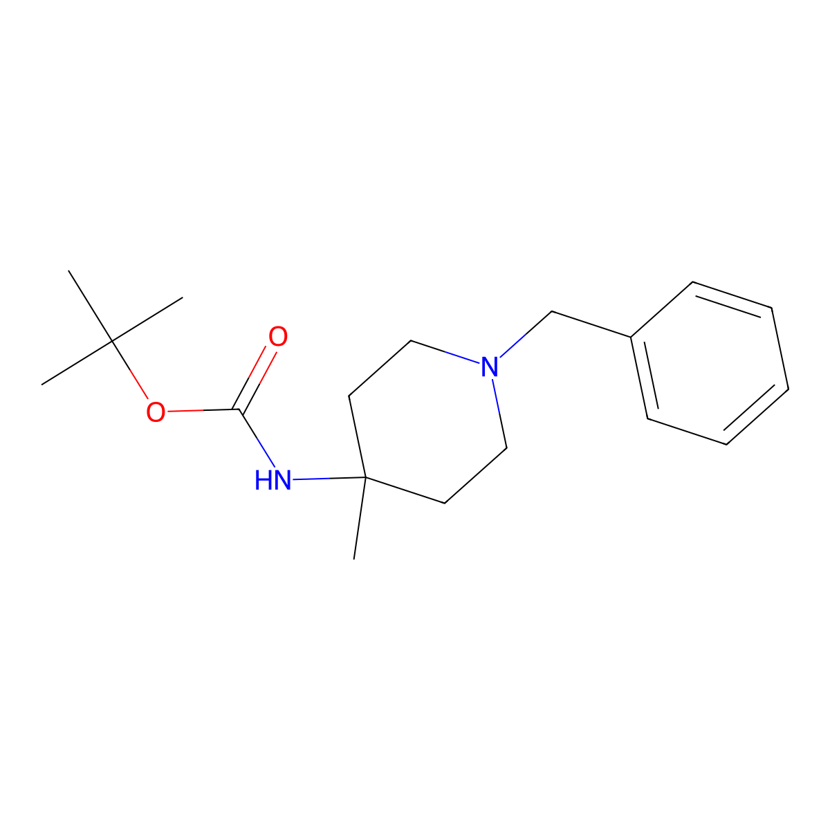 Carbamic acid, n-[4-methyl-1-(phenylmethyl)-4-piperidinyl]-, 1,1-dimethylethyl ester molecular structure, CAS 163271-07-6