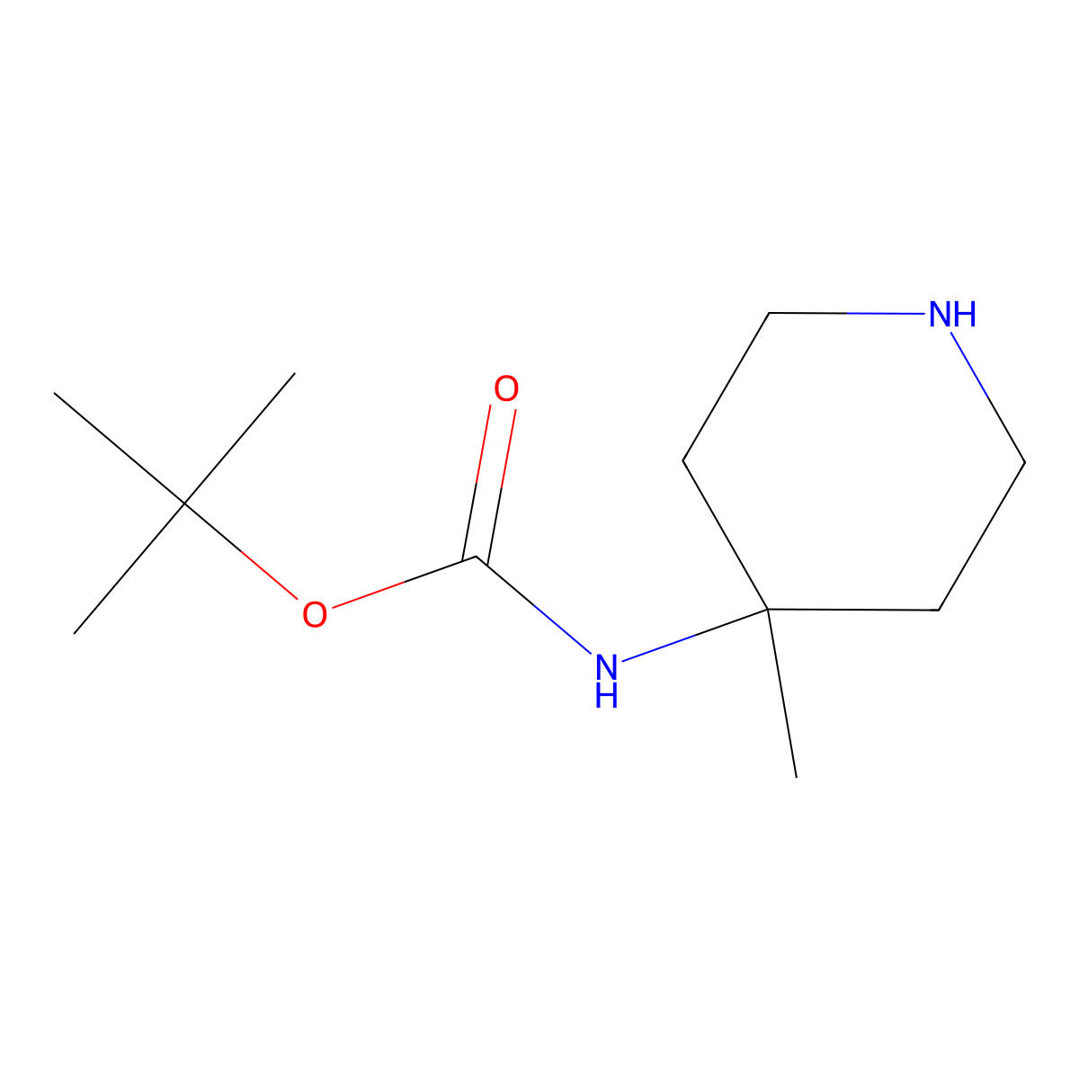 1,1-Dimethylethyl N-(4-methyl-4-piperidinyl)carbamate molecular structure, CAS 163271-08-7