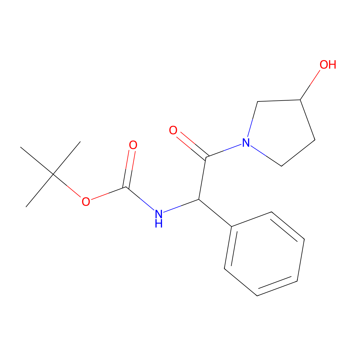Tert-butyl ((S)-2-((S)-3-hydroxypyrrolidin-1-YL)-2-oxo-1-phenylethyl)carbamate molecular structure, CAS 163295-66-7