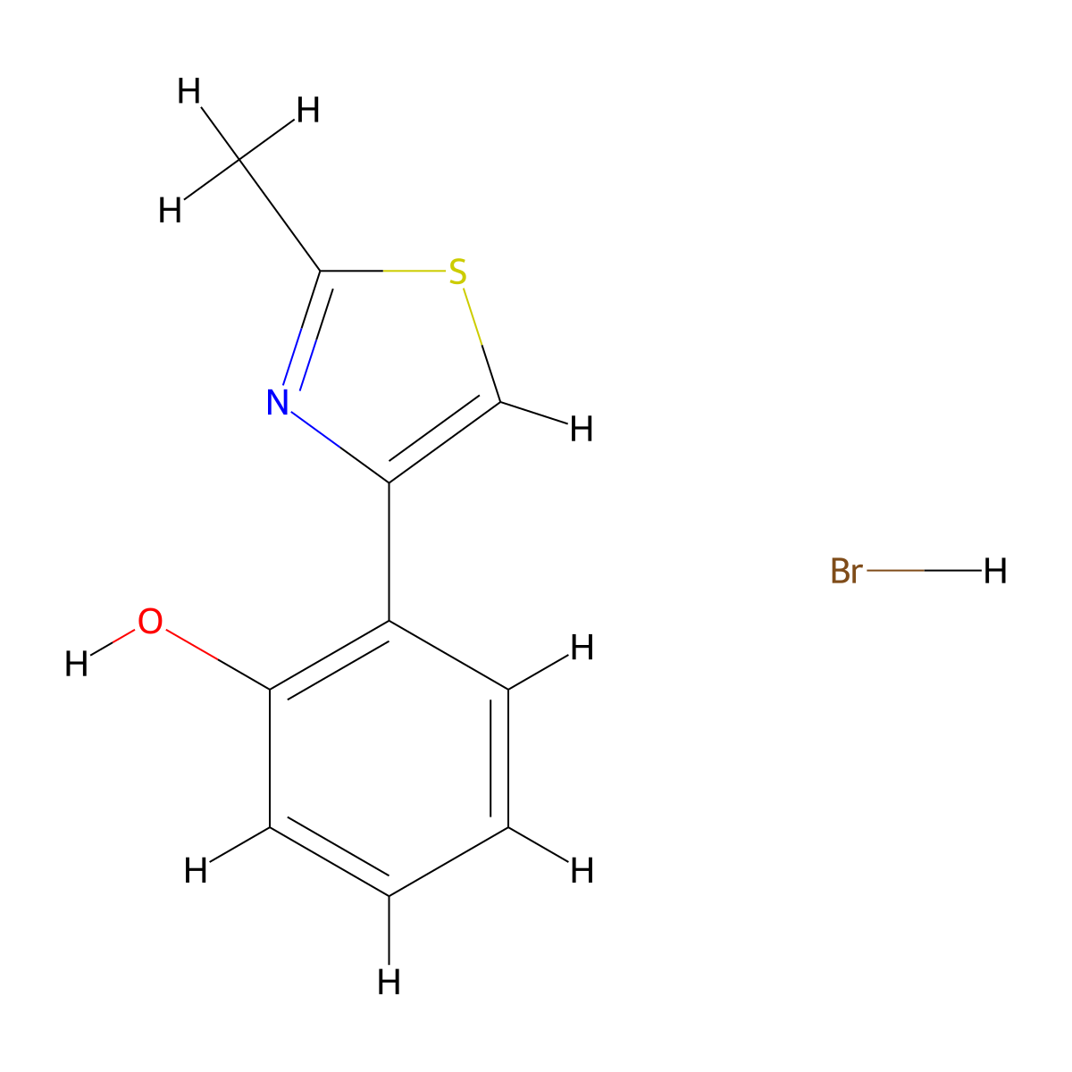2-(2-Methyl-1,3-thiazol-4-yl)phenol hydrobromide molecular structure, CAS 163298-79-1
