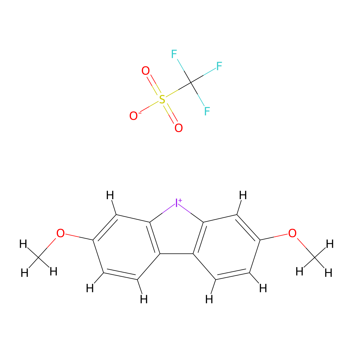 5,11-Dimethoxy-8-iodoniatricyclo[7.4.0.02,7]trideca-1(9),2(7),3,5,10,12-hexaene;trifluoromethanesulfonate molecular structure, CAS 1632986-72-1