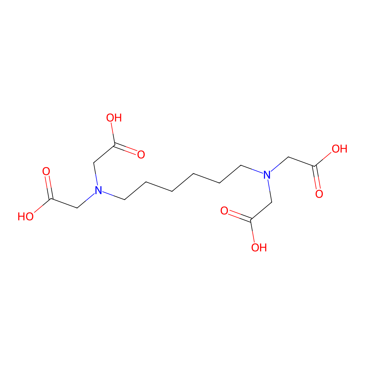 Hexamethylenediaminetetraacetic acid molecular structure, CAS 1633-00-7