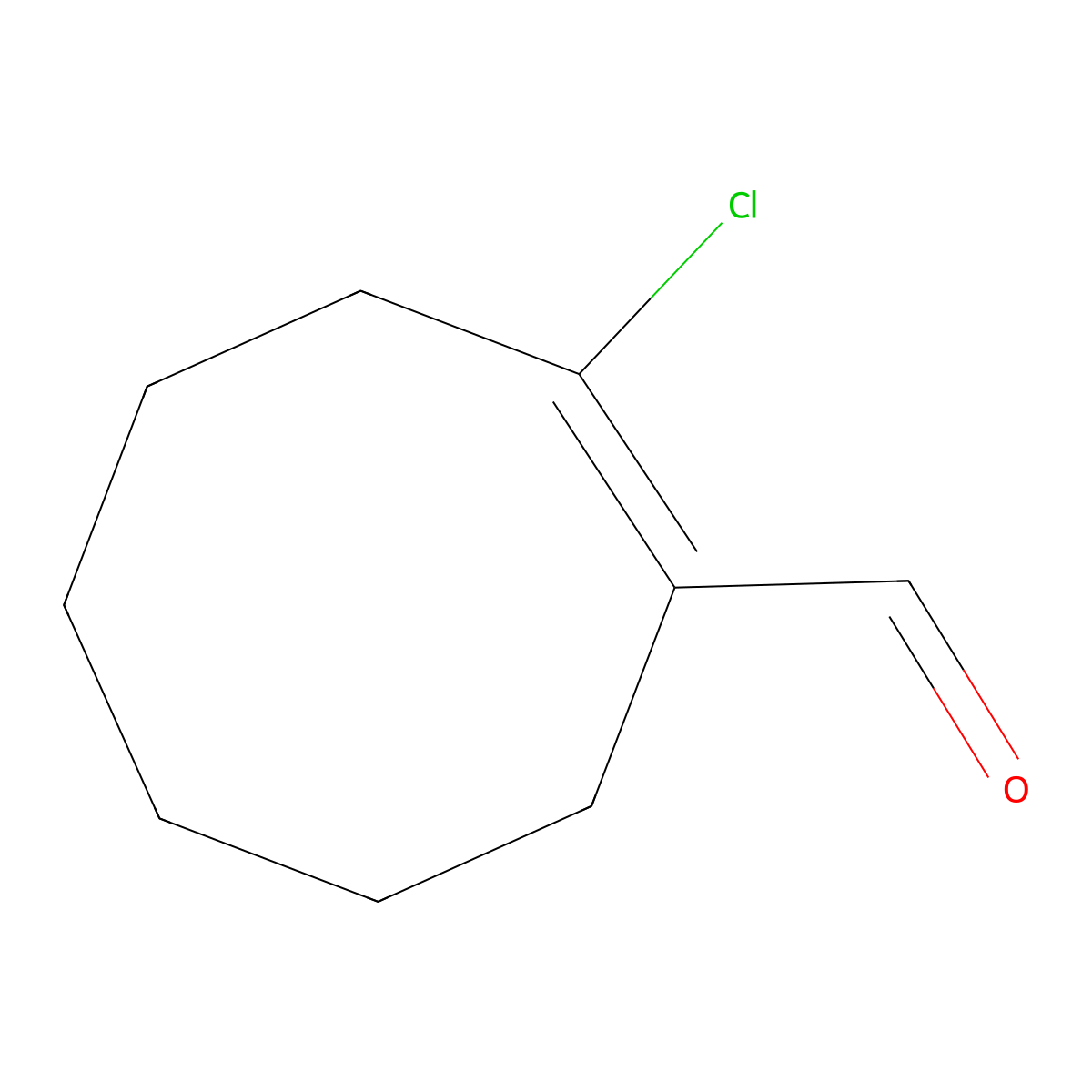2-Chlorocyclooct-1-enecarbaldehyde molecular structure, CAS 1633-64-3