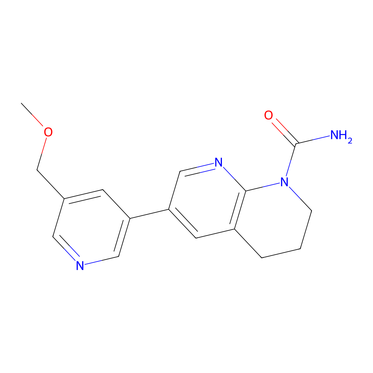 6-[5-(methoxymethyl)-3-pyridinyl]-3,4-dihydro-2H-1,8-naphthyridine-1-carboxamide molecular structure, CAS 1633009-87-6