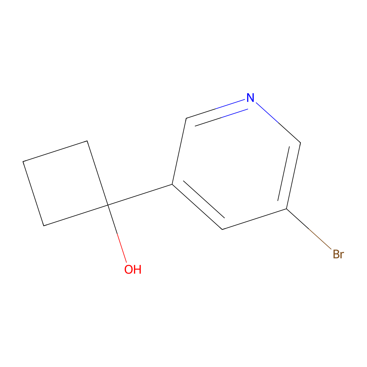 1-(5-Bromopyridin-3-yl)cyclobutan-1-ol molecular structure, CAS 1633013-47-4