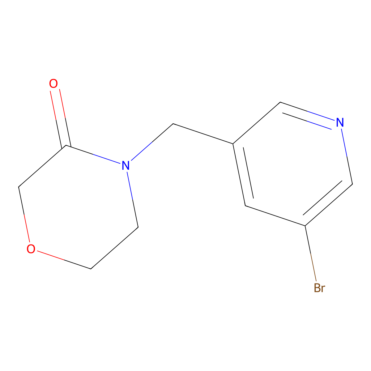 4-((5-Bromopyridin-3-yl)methyl)morpholin-3-one molecular structure, CAS 1633014-37-5