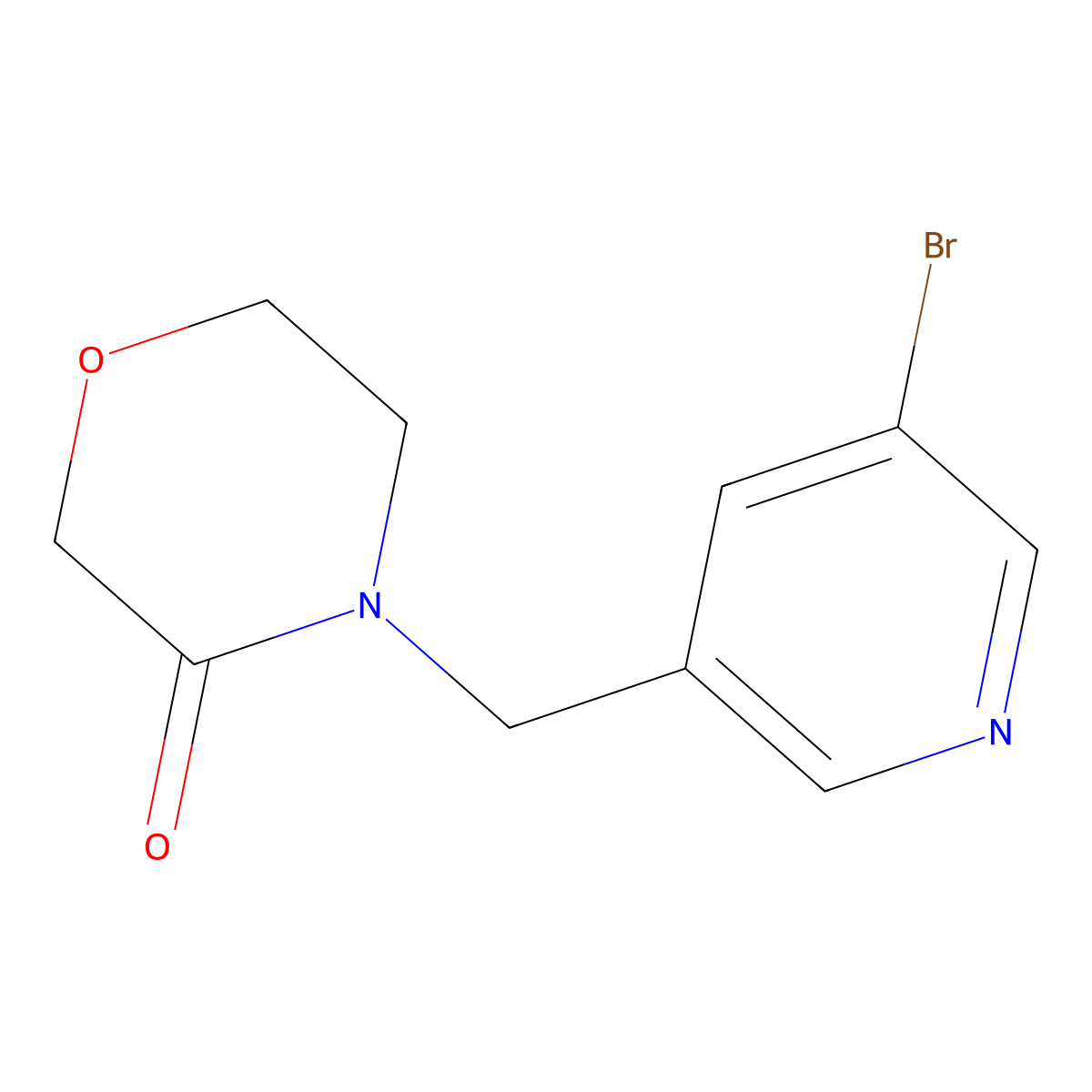 4-((5-Bromopyridin-3-yl)methyl)morpholin-3-one molecular structure, CAS 1633014-37-5