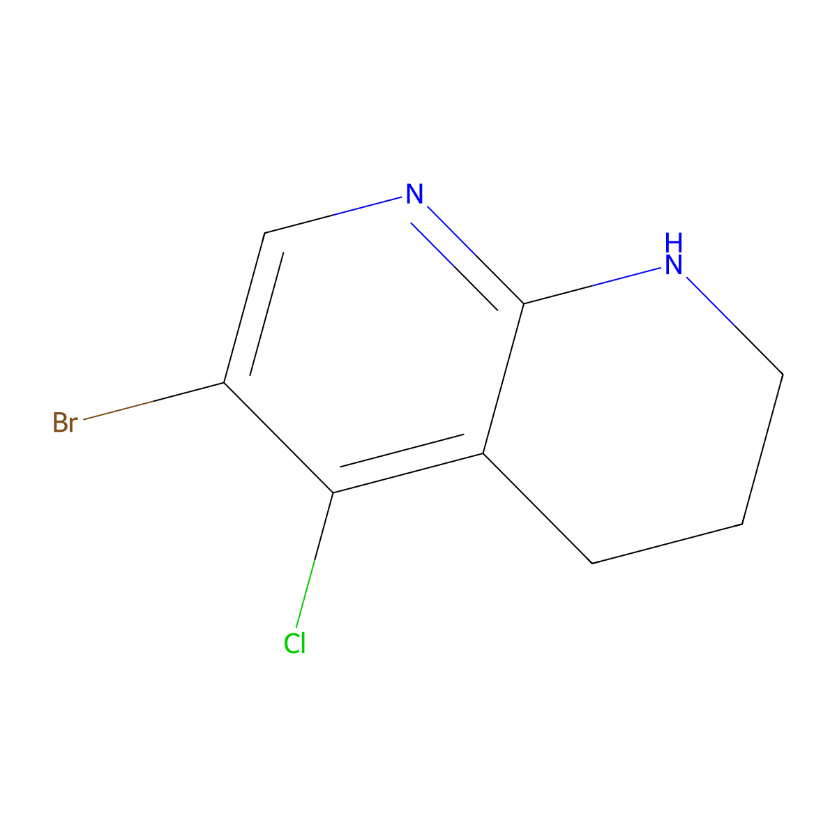 6-Bromo-5-chloro-1,2,3,4-tetrahydro-1,8-naphthyridine molecular structure, CAS 1633014-63-7