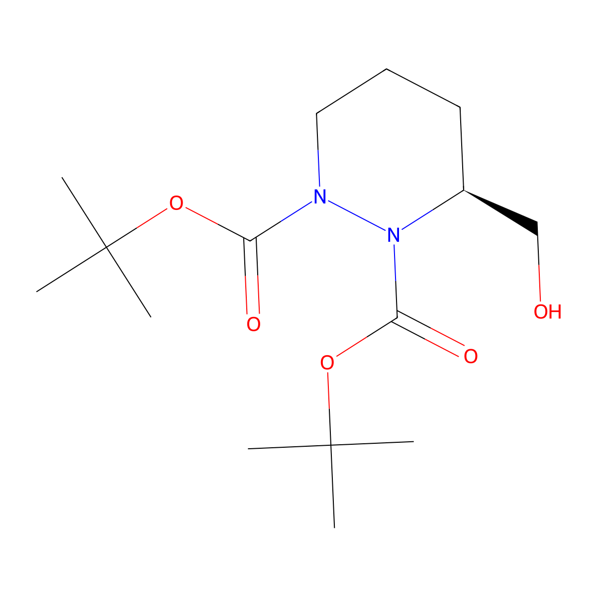 Di-tert-butyl (S)-3-(hydroxymethyl)tetrahydropyridazine-1,2-dicarboxylate molecular structure, CAS 1633022-18-0