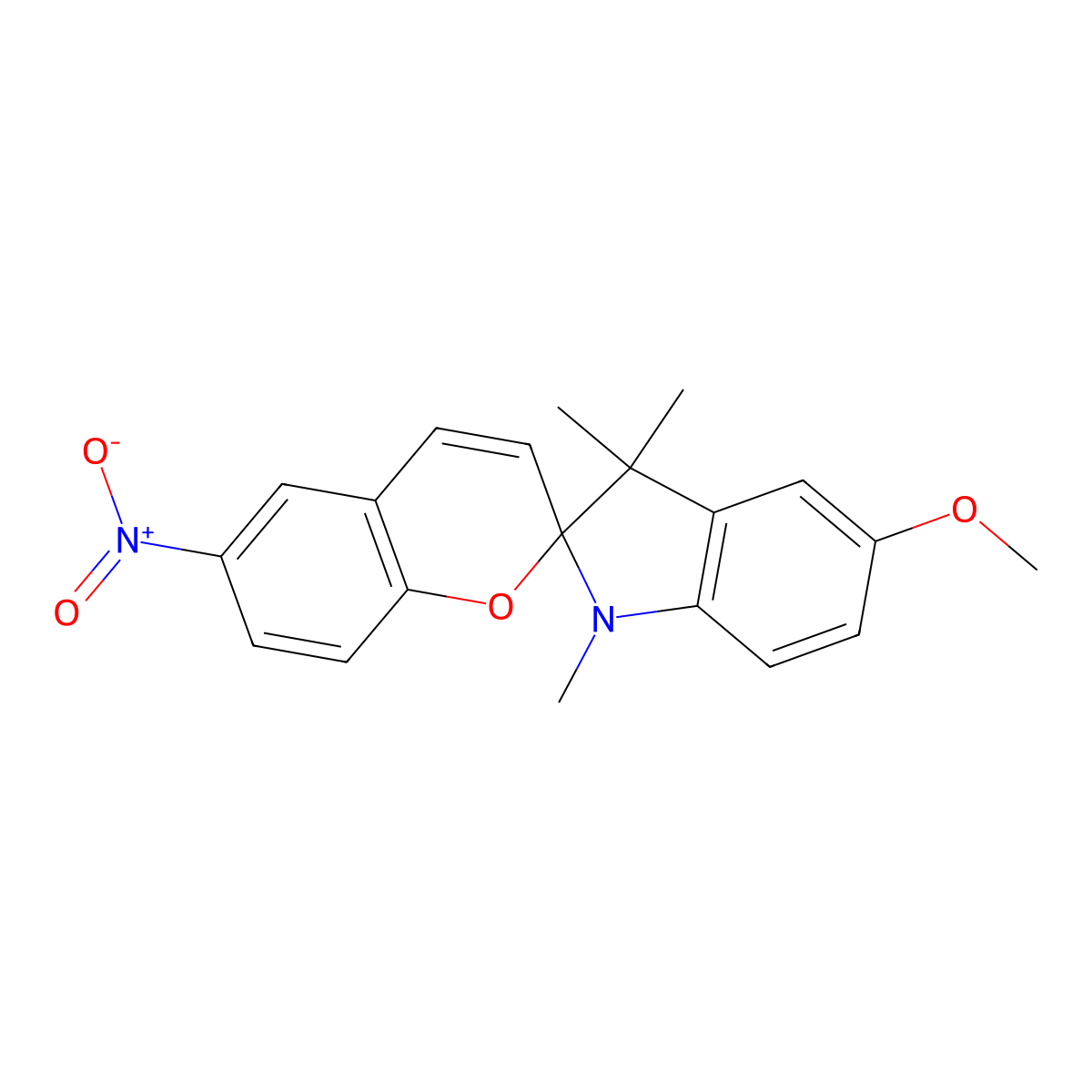 1',3'-dihydro-5'-methoxy-1',3',3'-trimethyl-6-nitrospiro(2H-1-benzopyran-2,2'-(2H)indole) molecular structure, CAS 16331-96-7