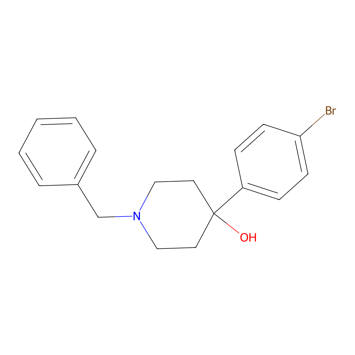 1-Benzyl-4-(4-bromophenyl)piperidin-4-ol molecular structure, CAS 16332-18-6