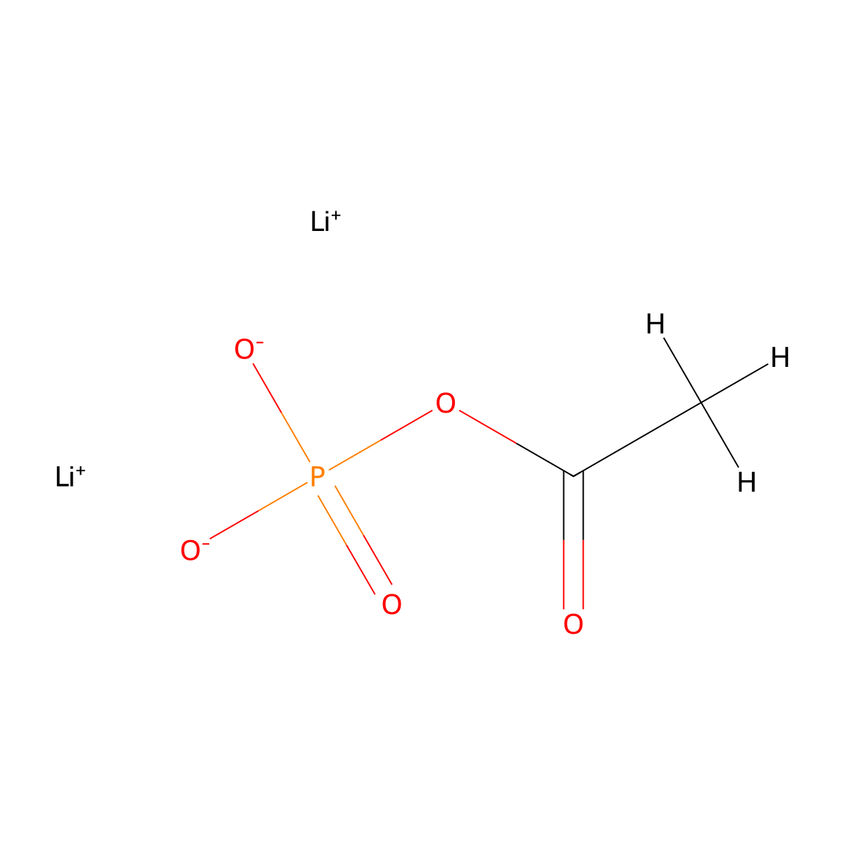 Dilithium acetyl phosphate molecular structure, CAS 16333-96-3