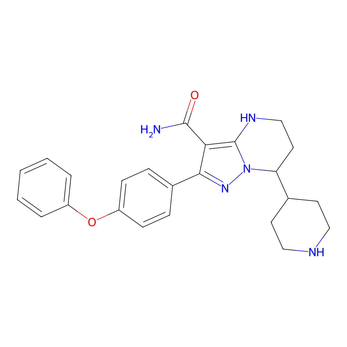 Pyrazolo[1,5-a]pyrimidine-3-carboxamide, 4,5,6,7-tetrahydro-2-(4-phenoxyphenyl)-7-(4-piperidinyl)- molecular structure, CAS 1633350-04-5