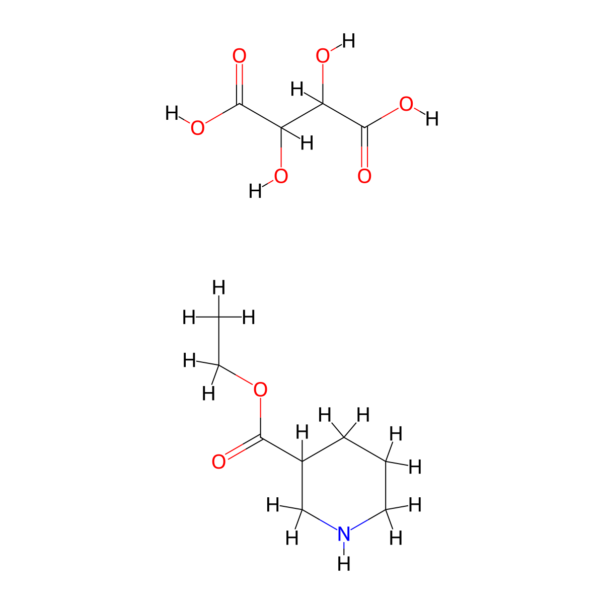 Ethyl (S)-(-)-nipecotate-D-tartrate molecular structure, CAS 163343-71-3