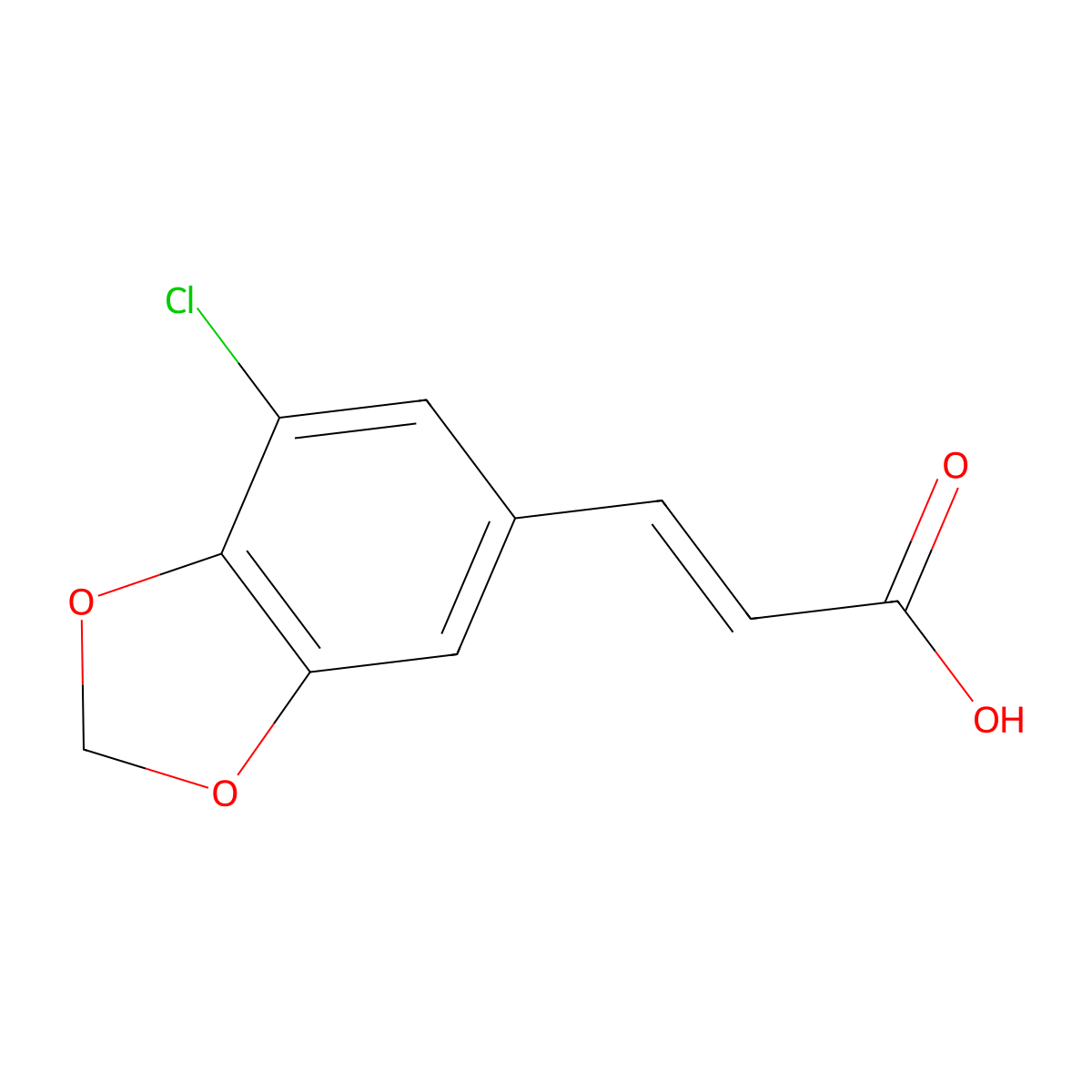 3-(7-chloro-2H-1,3-benzodioxol-5-yl)prop-2-enoic acid molecular structure, CAS 1633931-69-7