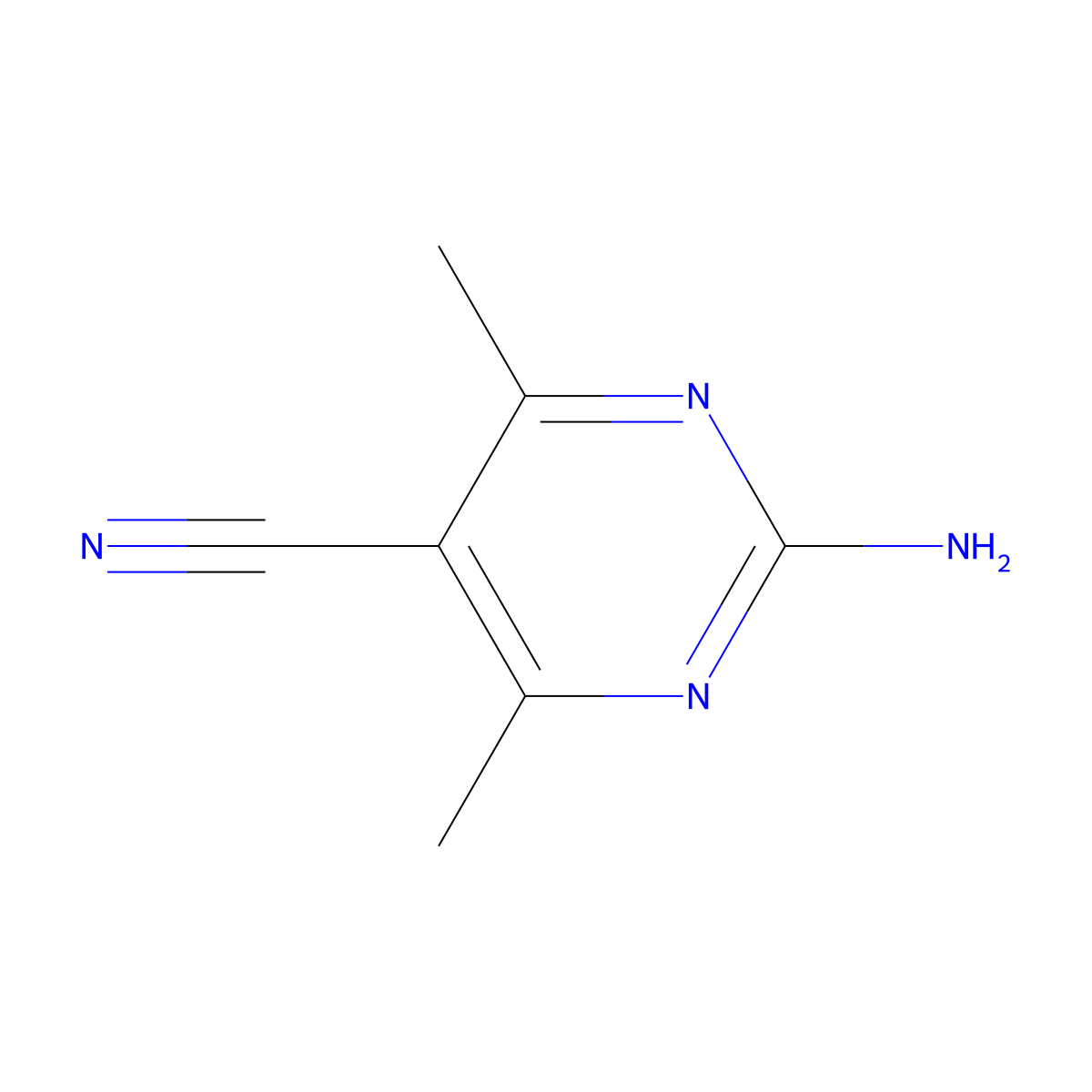 2-Amino-4,6-dimethylpyrimidine-5-carbonitrile molecular structure, CAS 16341-54-1