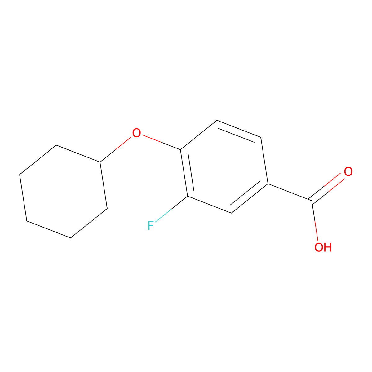 4-(Cyclohexyloxy)-3-fluoro-benzoic acid molecular structure, CAS 163419-03-2