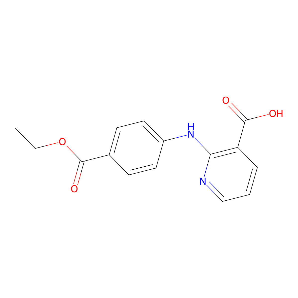 2-((4-(Ethoxycarbonyl)phenyl)amino)nicotinic acid molecular structure, CAS 16344-34-6