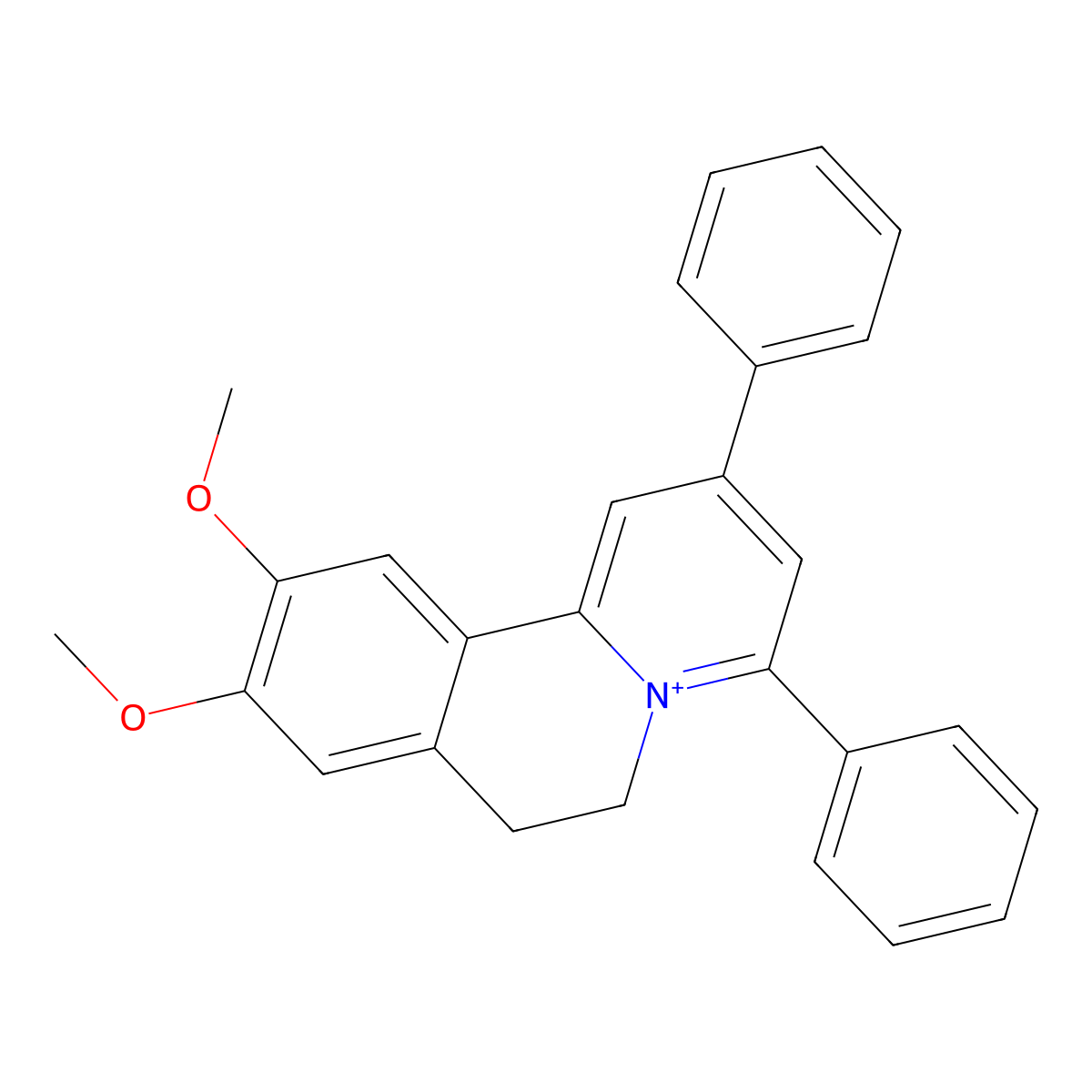 Benzo[a]quinolizinium, 6,7-dihydro-9,10-dimethoxy-2,4-diphenyl- molecular structure, CAS 163453-06-3