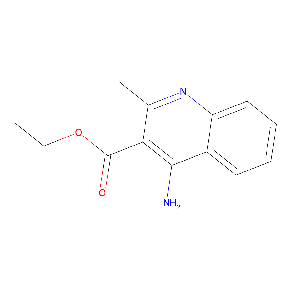 Ethyl 4-amino-2-methylquinoline-3-carboxylate molecular structure, CAS 163455-37-6