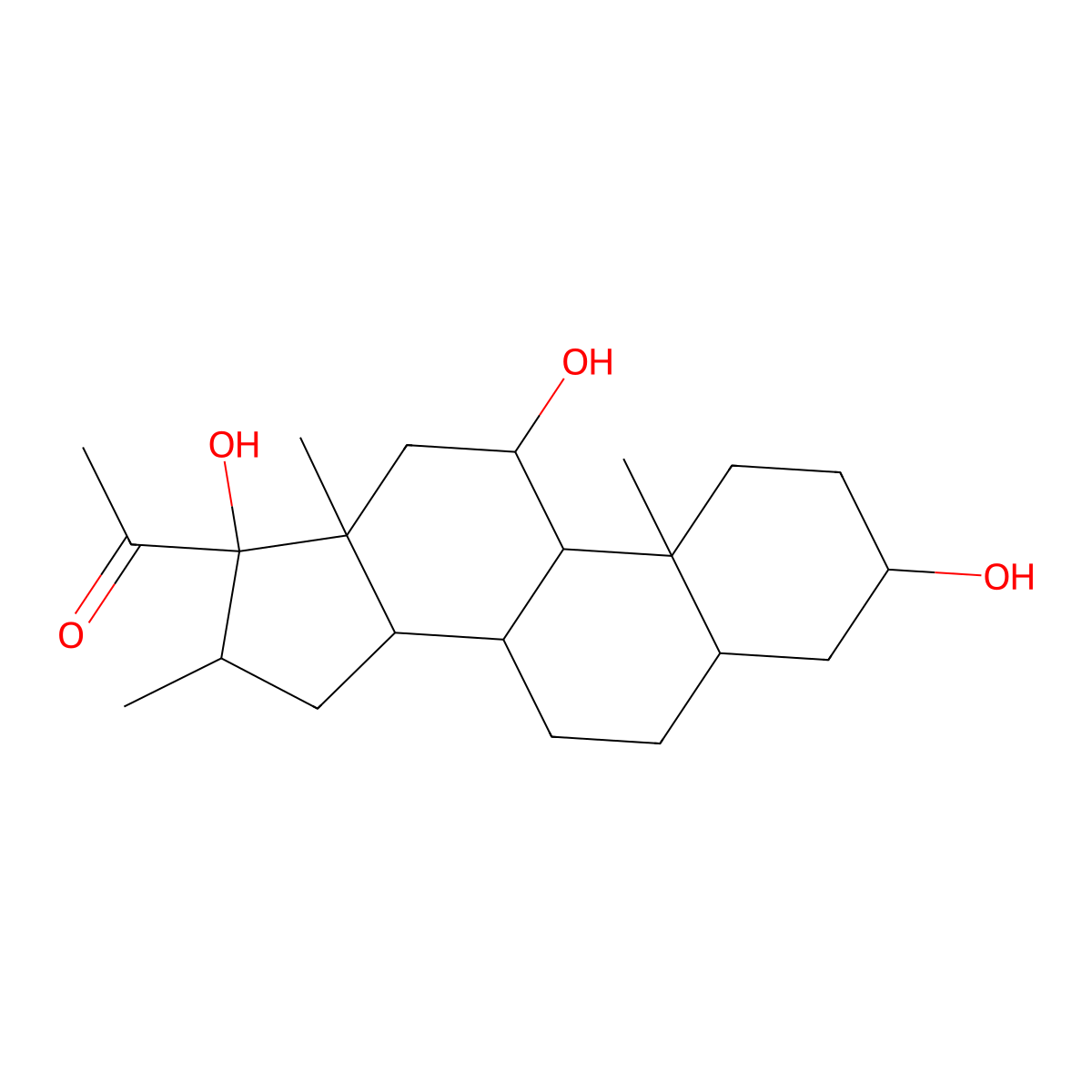 3beta,11alpha,17-Trihydroxy-16alpha-methyl-5alpha-pregnan-20-one molecular structure, CAS 1635-20-7