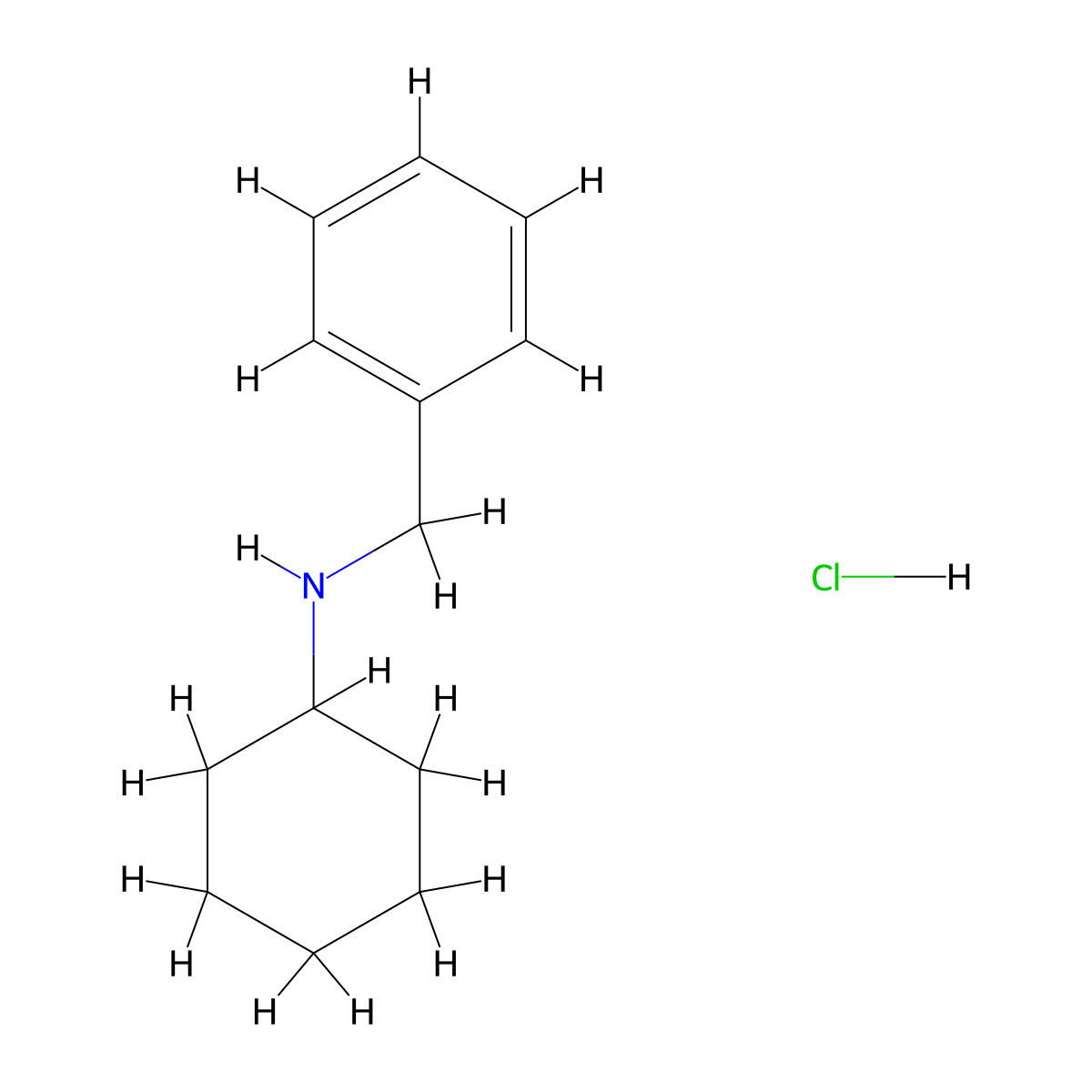 Benzenemethanamine, N-cyclohexyl-, hydrochloride molecular structure, CAS 16350-96-2