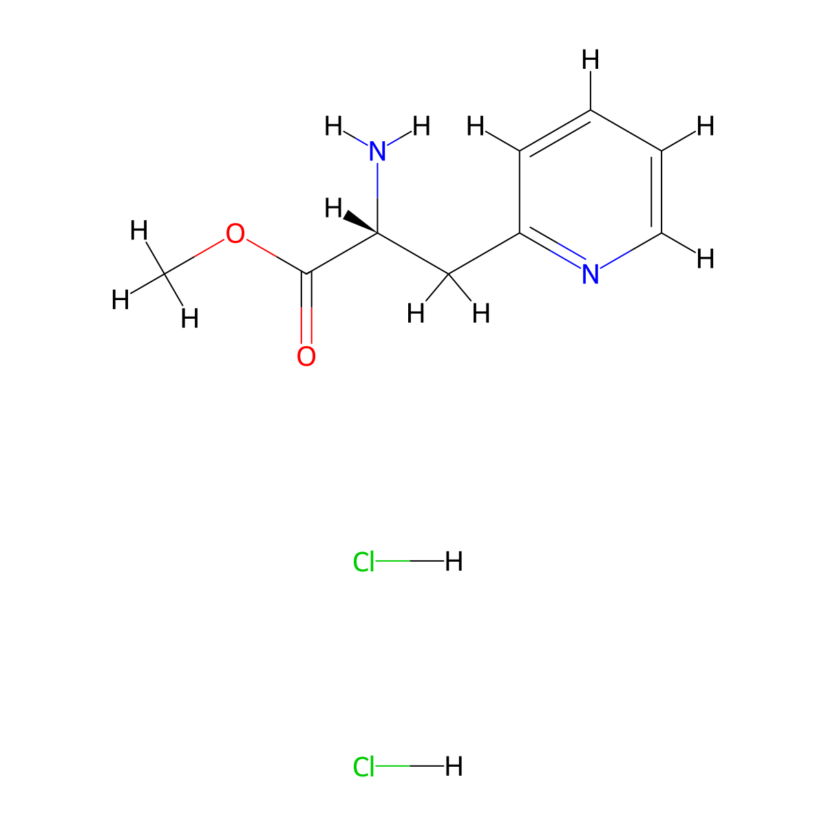 (R)-Methyl 2-amino-3-(pyridin-2-yl)propanoate dihydrochloride molecular structure, CAS 163513-22-2