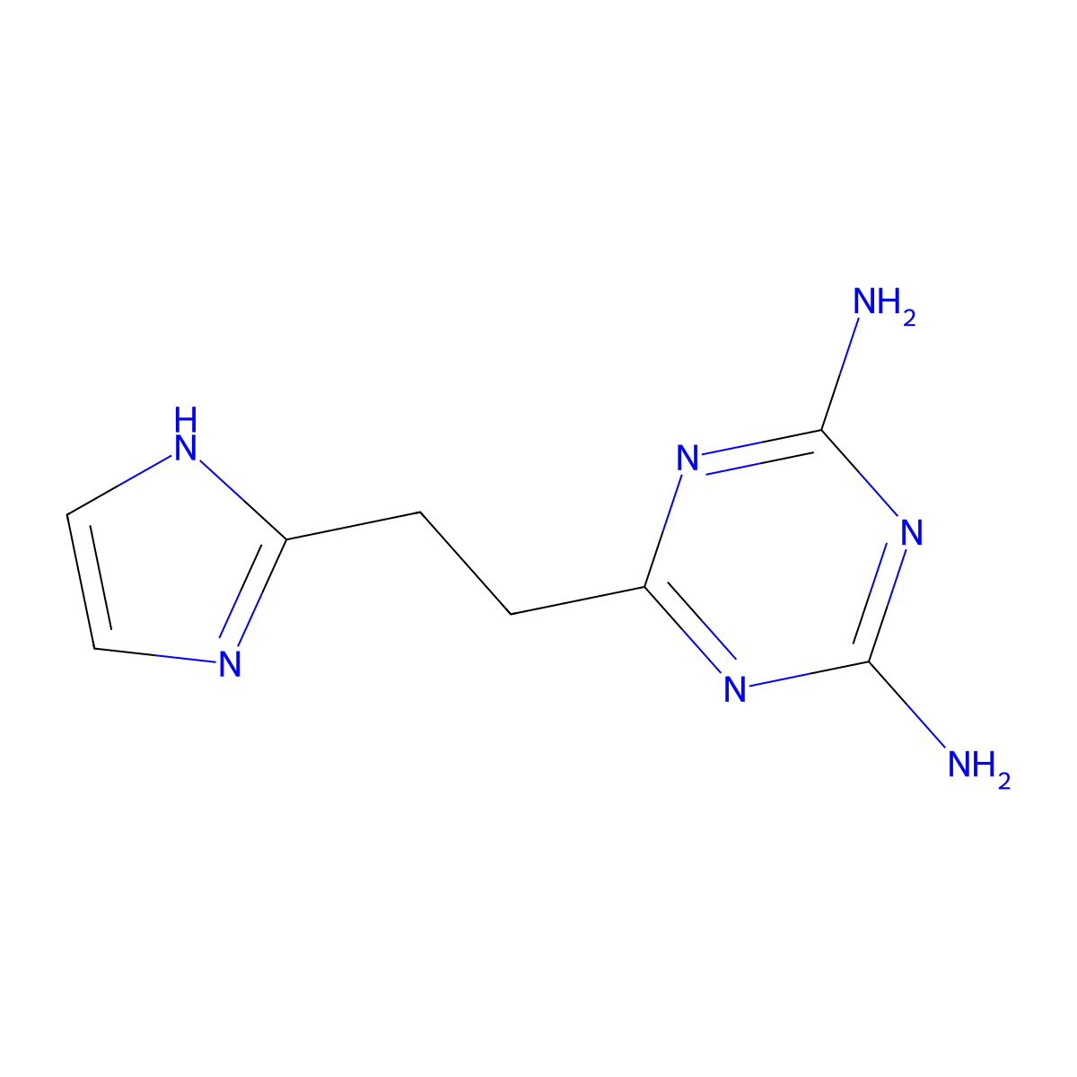 6-[2-(1H-imidazol-2-yl)ethyl]-1,3,5-triazine-2,4-diamine molecular structure, CAS 163519-80-0