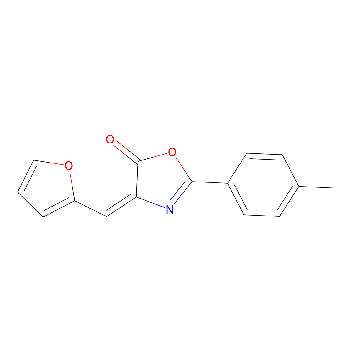 (Z)-4-(furan-2-ylmethylene)-2-(p-tolyl)oxazol-5(4H)-one molecular structure, CAS 16352-80-0