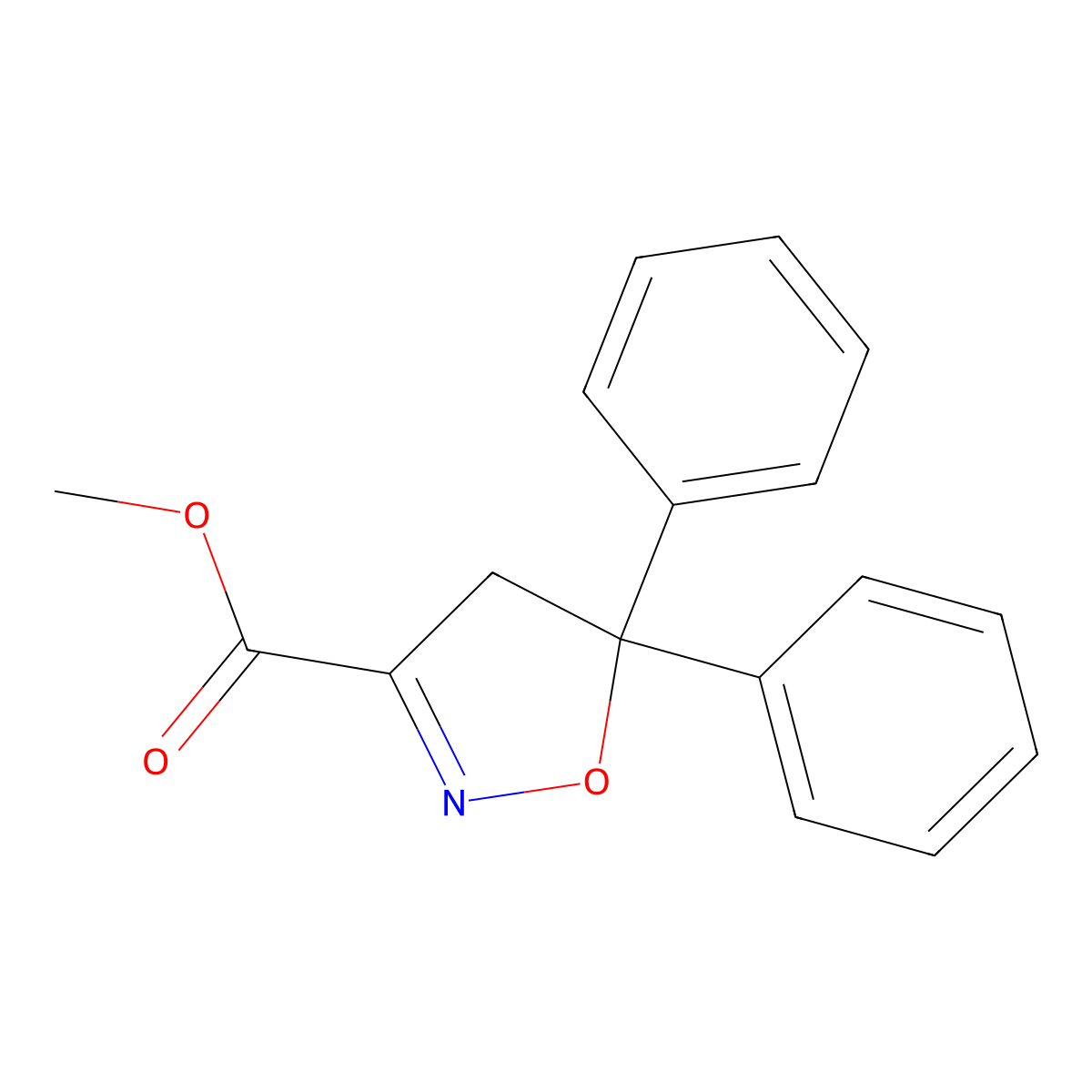 Methyl 5,5-diphenyl-4,5-dihydro-1,2-oxazole-3-carboxylate molecular structure, CAS 163520-34-1