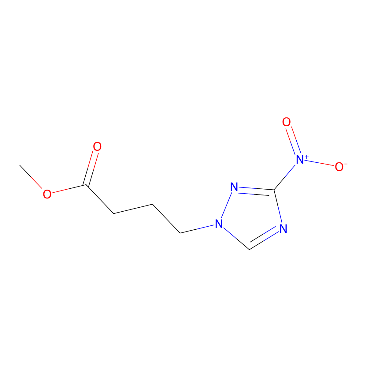 methyl 4-(3-nitro-1H-1,2,4-triazolyl)butanoate molecular structure, CAS 163527-46-6