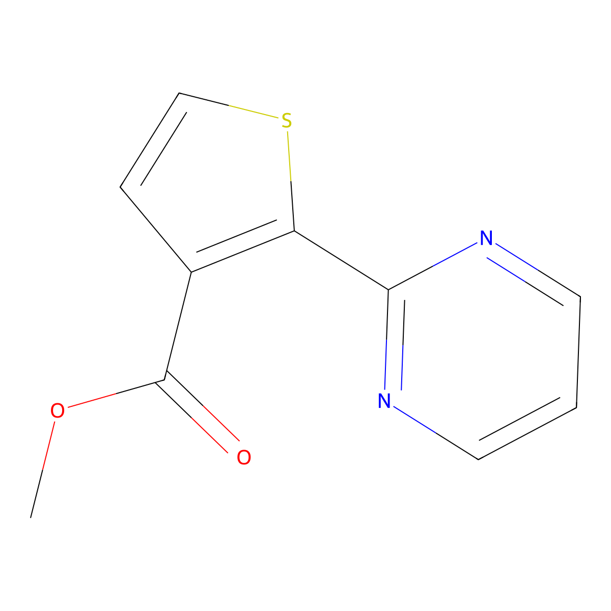 Methyl 2-(pyrimidin-2-yl)thiophene-3-carboxylate molecular structure, CAS 1635374-26-3