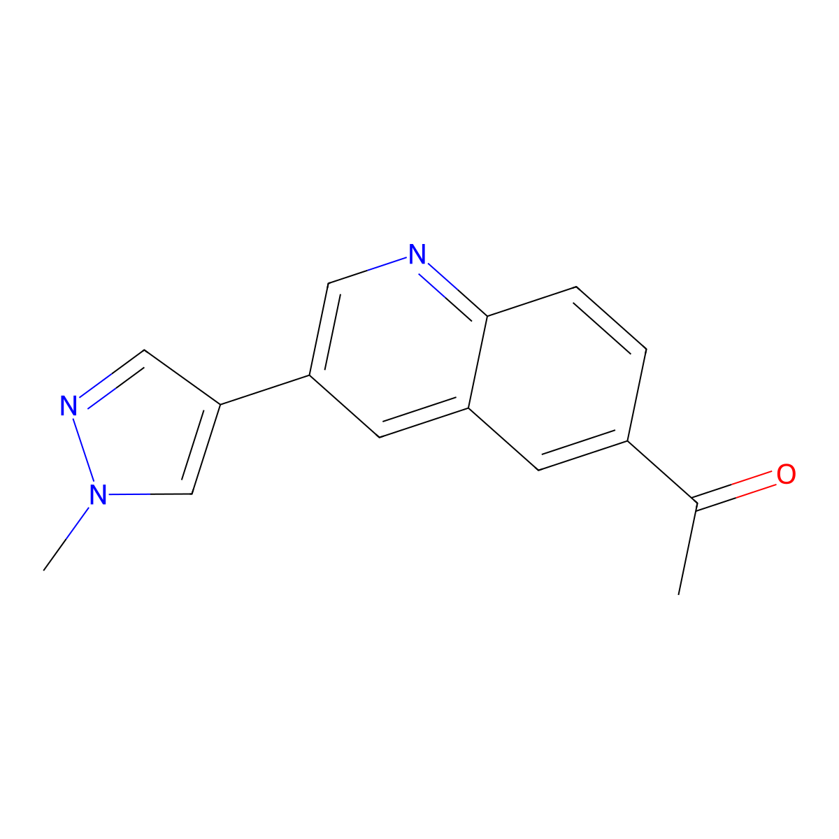 1-[3-(1-methyl-1H-pyrazol-4-yl)quinolin-6-yl]ethanone molecular structure, CAS 1635407-38-3