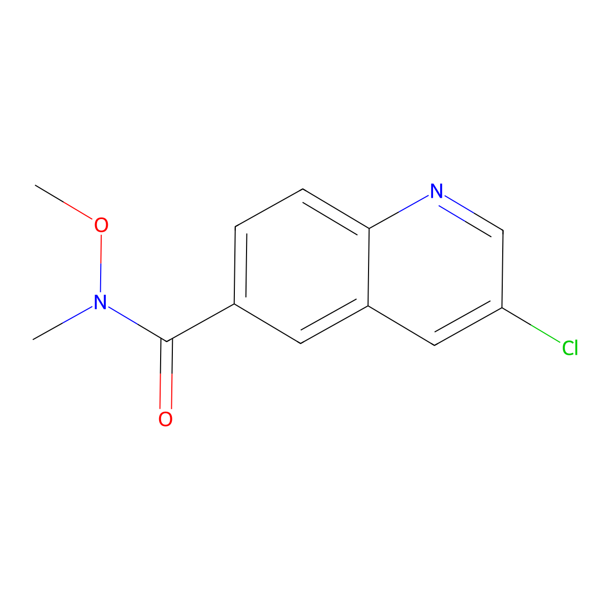 3-chloro-N-methoxy-N-methylquinoline-6-carboxamide molecular structure, CAS 1635407-47-4