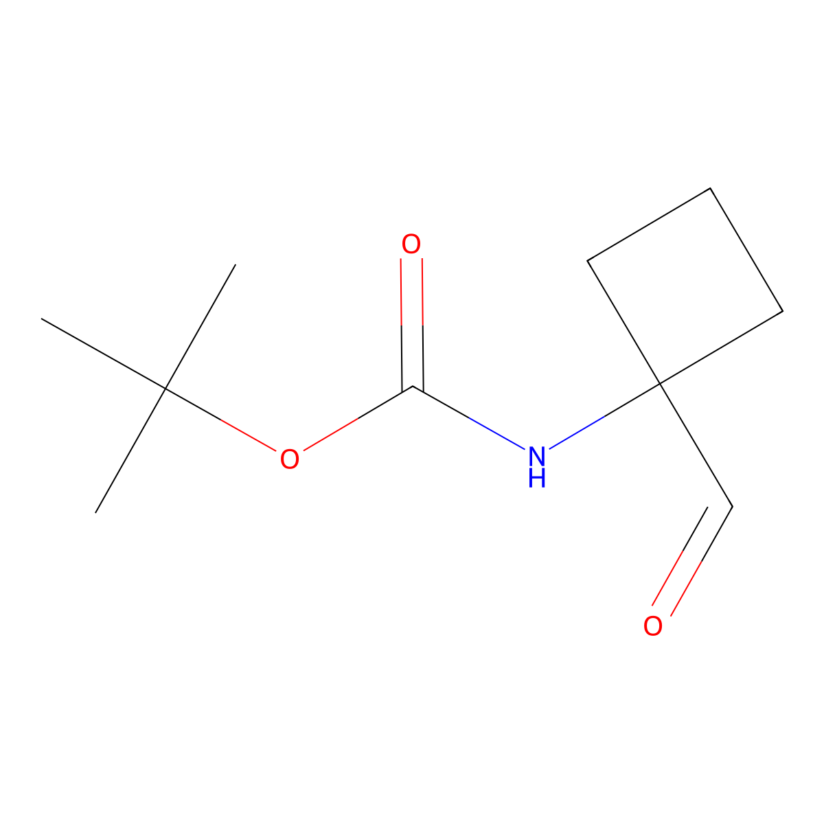 tert-butyl N-(1-formylcyclobutyl)carbamate molecular structure, CAS 163554-55-0