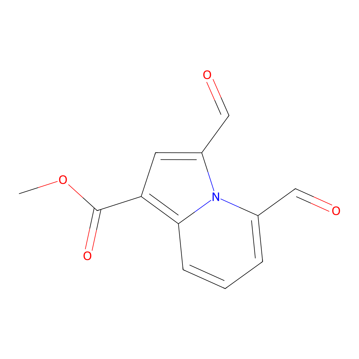 Methyl 3,5-diformylindolizine-1-carboxylate molecular structure, CAS 163556-04-5