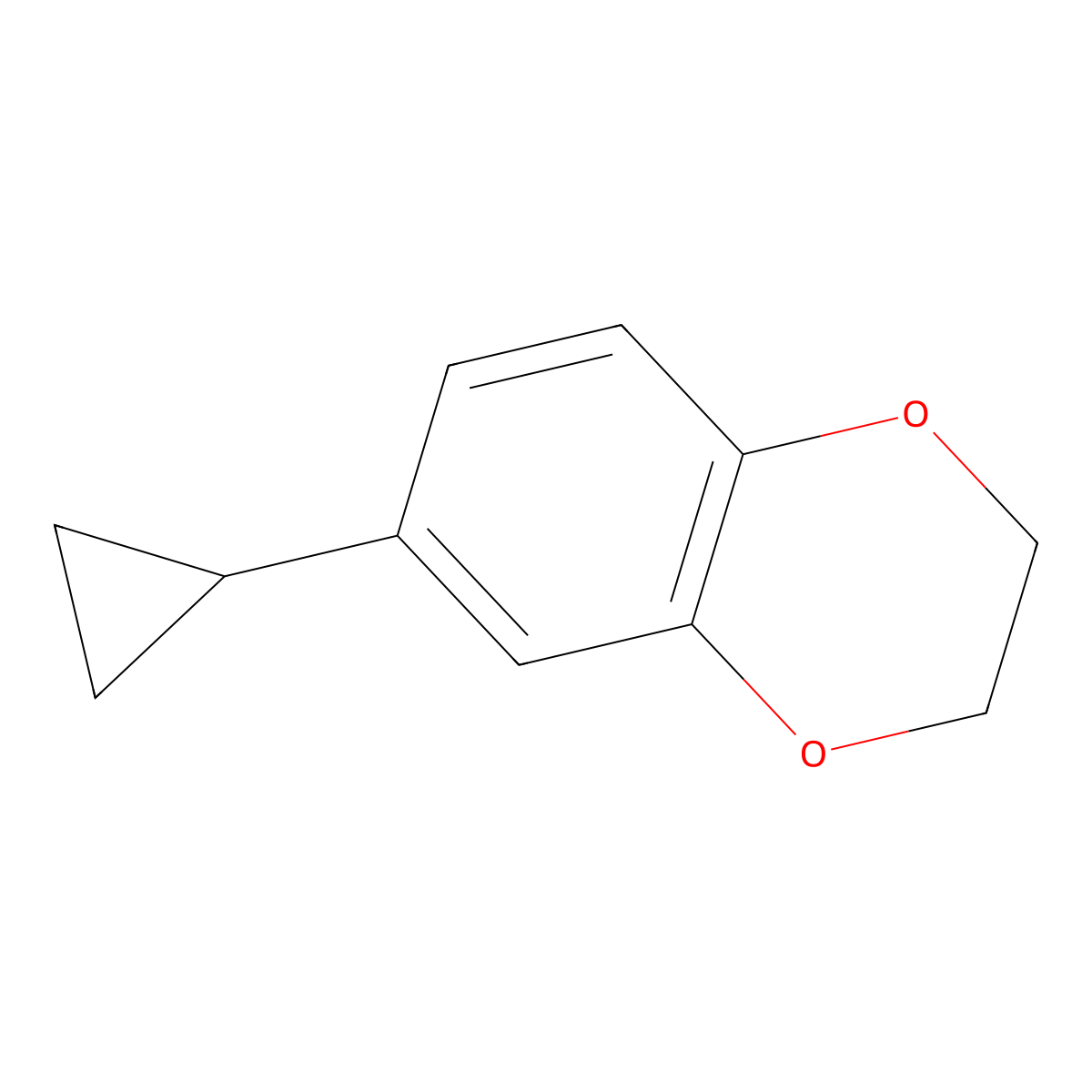 6-Cyclopropyl-2,3-dihydro-1,4-benzodioxine molecular structure, CAS 163557-45-7