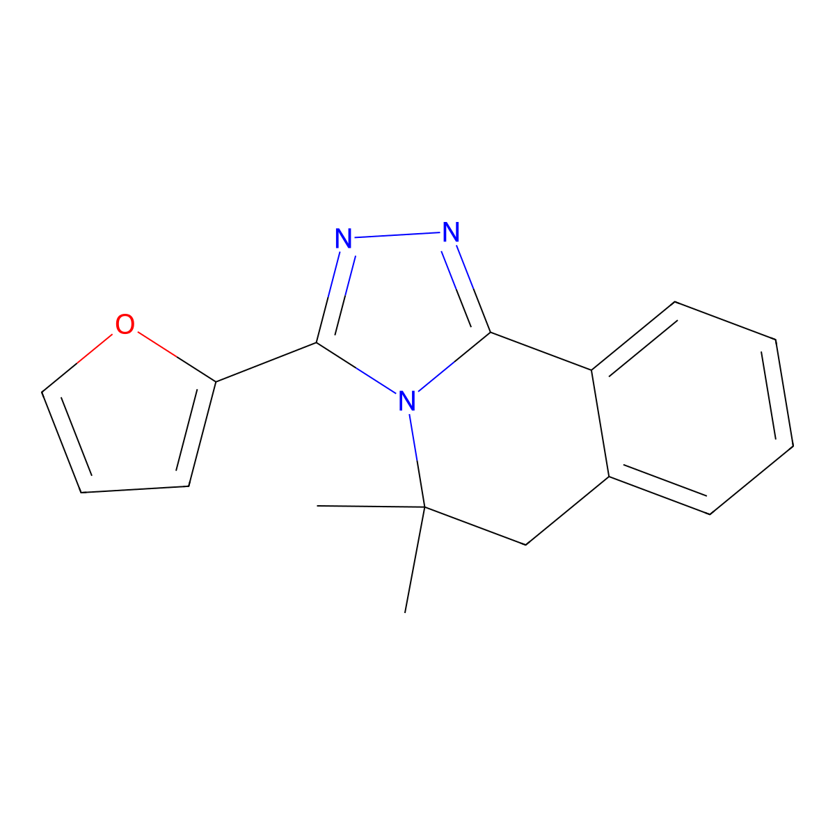3-(2-Furyl)-5,5-dimethyl-5,6-dihydro[1,2,4]triazolo[3,4-a]isoquinoline molecular structure, CAS 163557-57-1