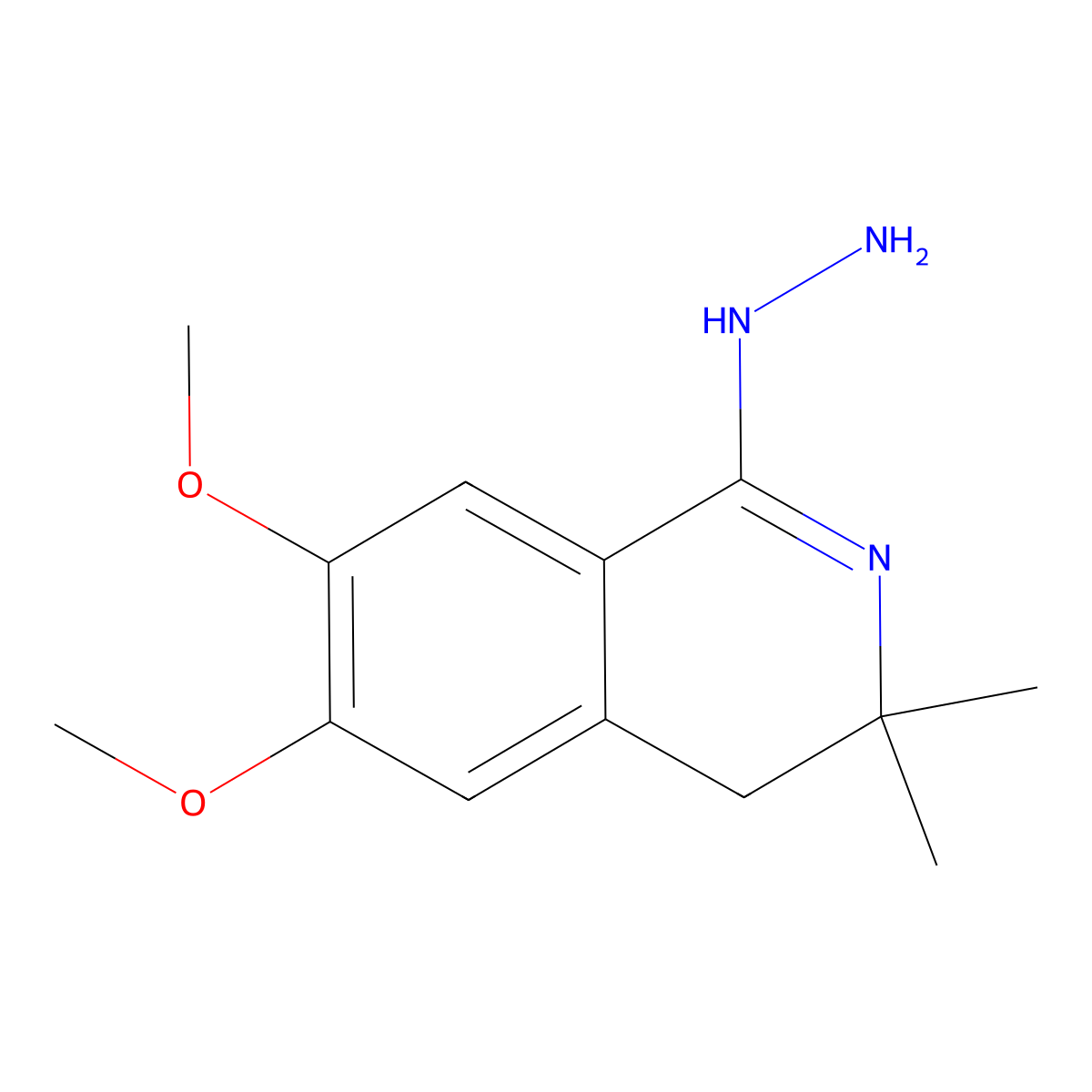 1-Hydrazinyl-3,4-dihydro-6,7-dimethoxy-3,3-dimethylisoquinoline molecular structure, CAS 163557-61-7