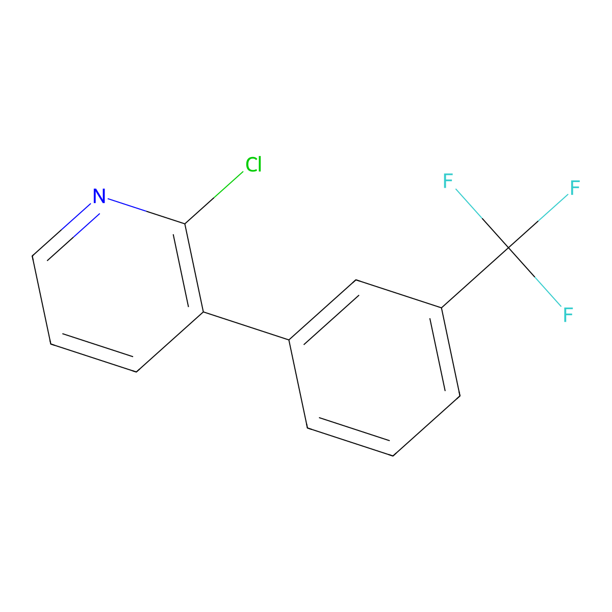 2-Chloro-3-(3-(trifluoromethyl)phenyl)pyridine molecular structure, CAS 163563-01-7