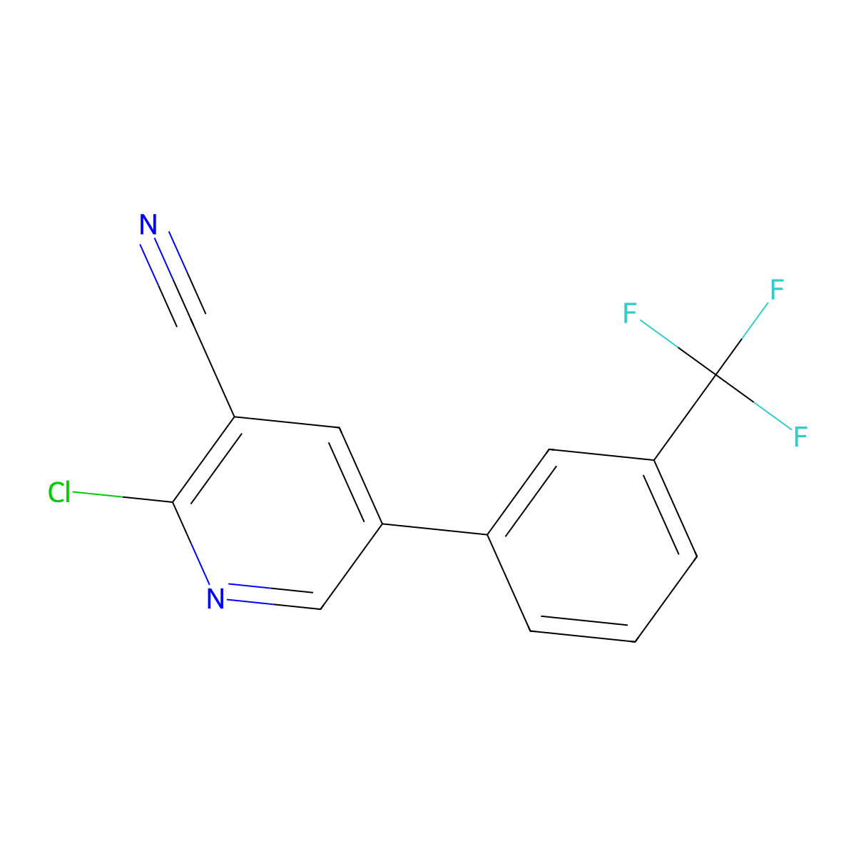 2-Chloro-5-(3-(trifluoromethyl)phenyl)nicotinonitrile molecular structure, CAS 163563-13-1