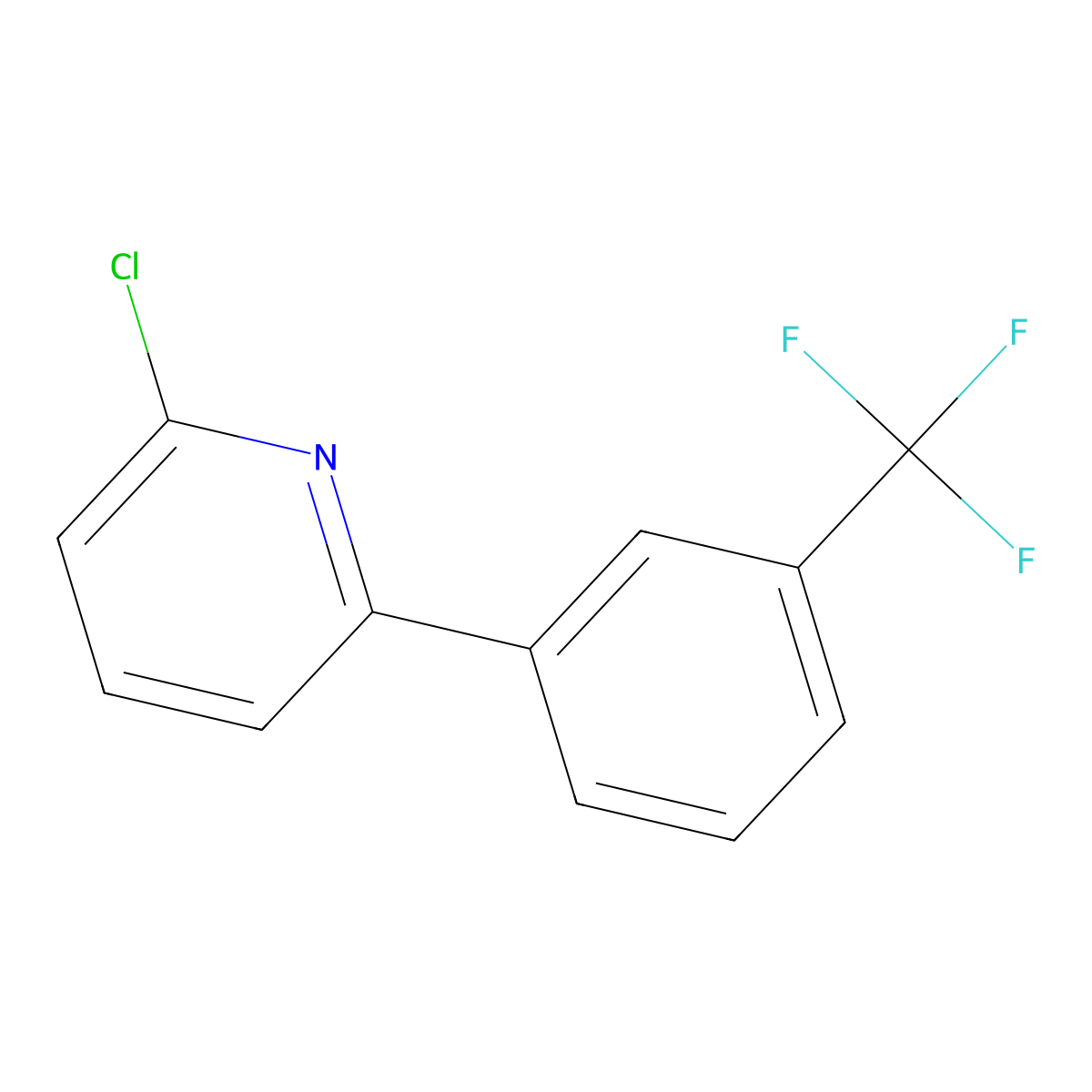 2-Chloro-6-(3-(trifluoromethyl)phenyl)pyridine molecular structure, CAS 163563-18-6