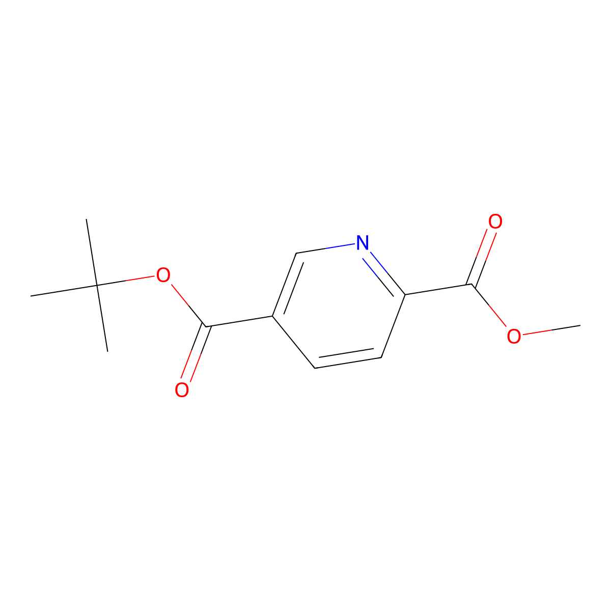 5-t-Butyl 2-methyl pyridine-2,5-dicarboxylate molecular structure, CAS 163587-55-1