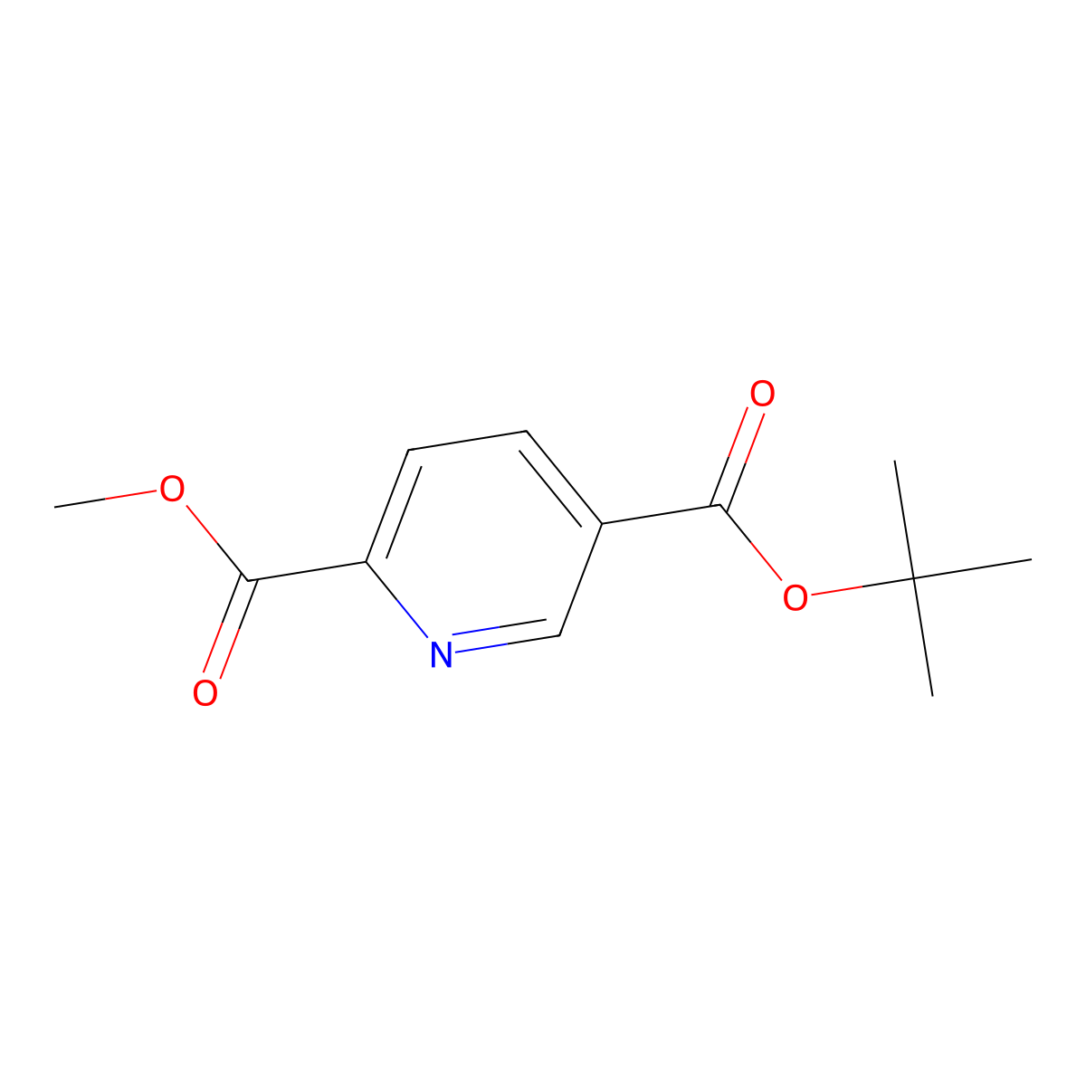 5-t-Butyl 2-methyl pyridine-2,5-dicarboxylate molecular structure, CAS 163587-55-1