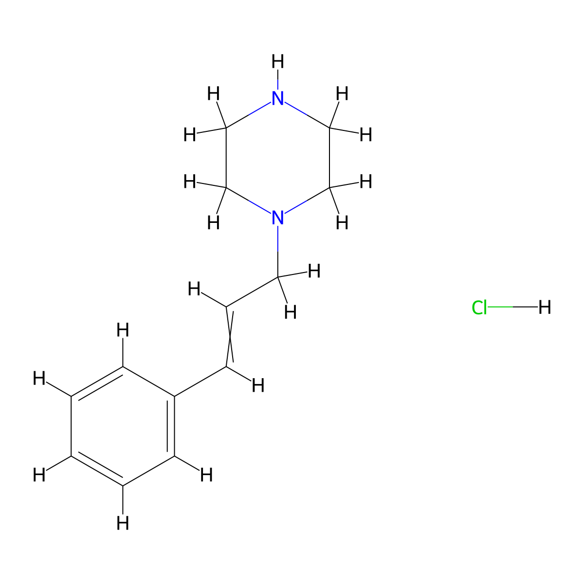 1-(3-Phenylprop-2-en-1-yl)piperazine--hydrogen chloride (1/1) molecular structure, CAS 163596-56-3