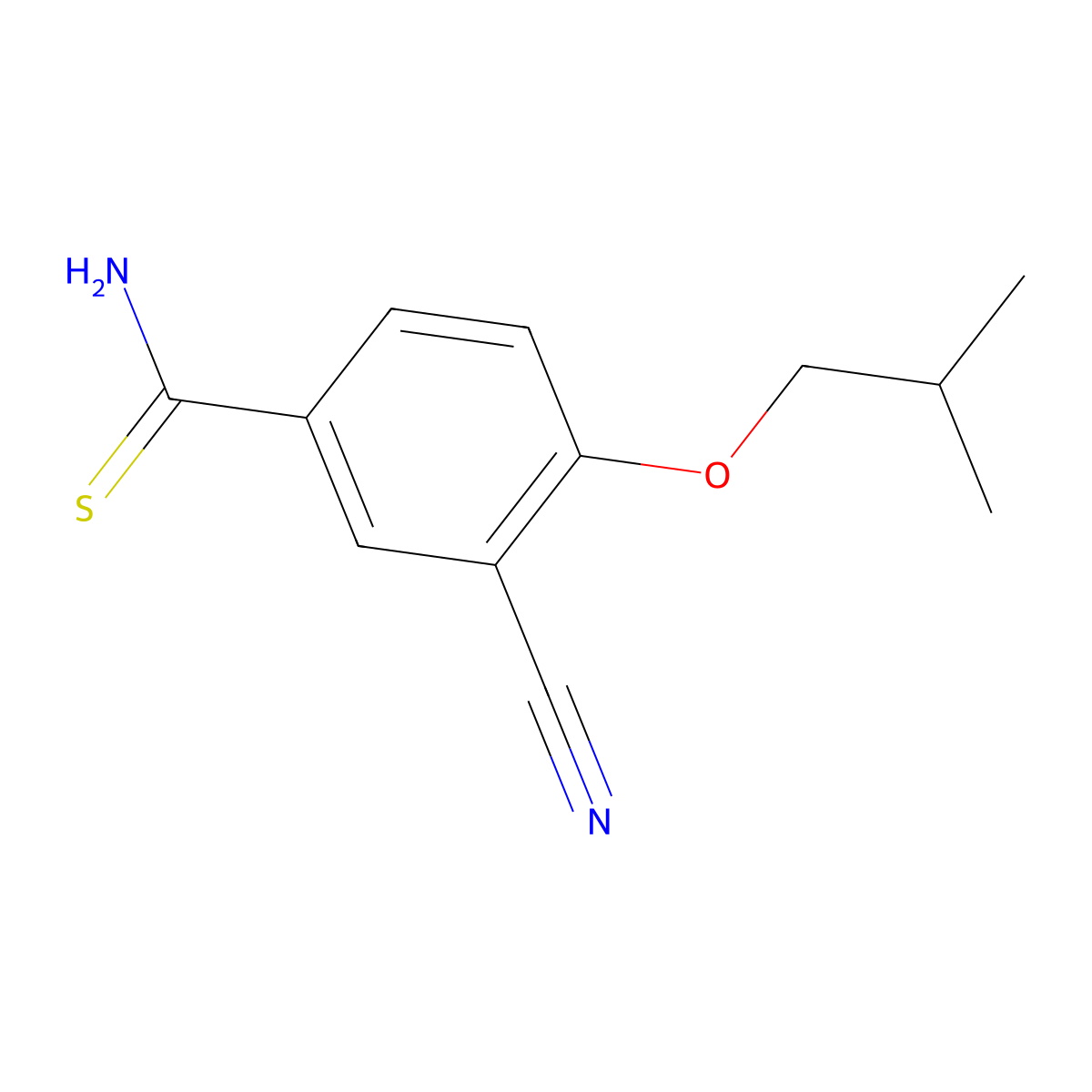 3-Cyano-4-isobutoxybenzothioamide molecular structure, CAS 163597-57-7