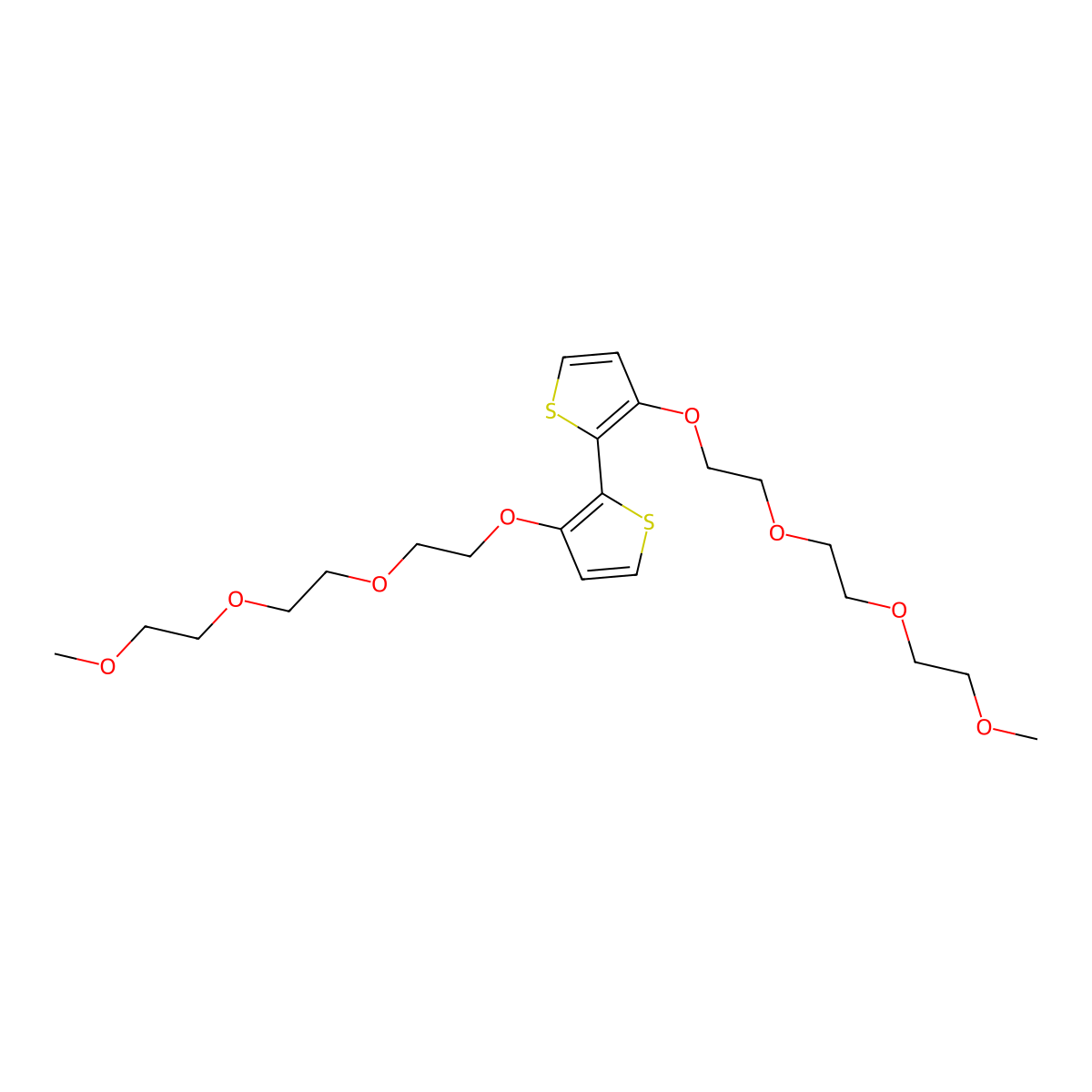 3,3'-Bis(2-(2-(2-methoxyethoxy)ethoxy)ethoxy)-2,2'-bithiophene molecular structure, CAS 1636120-18-7