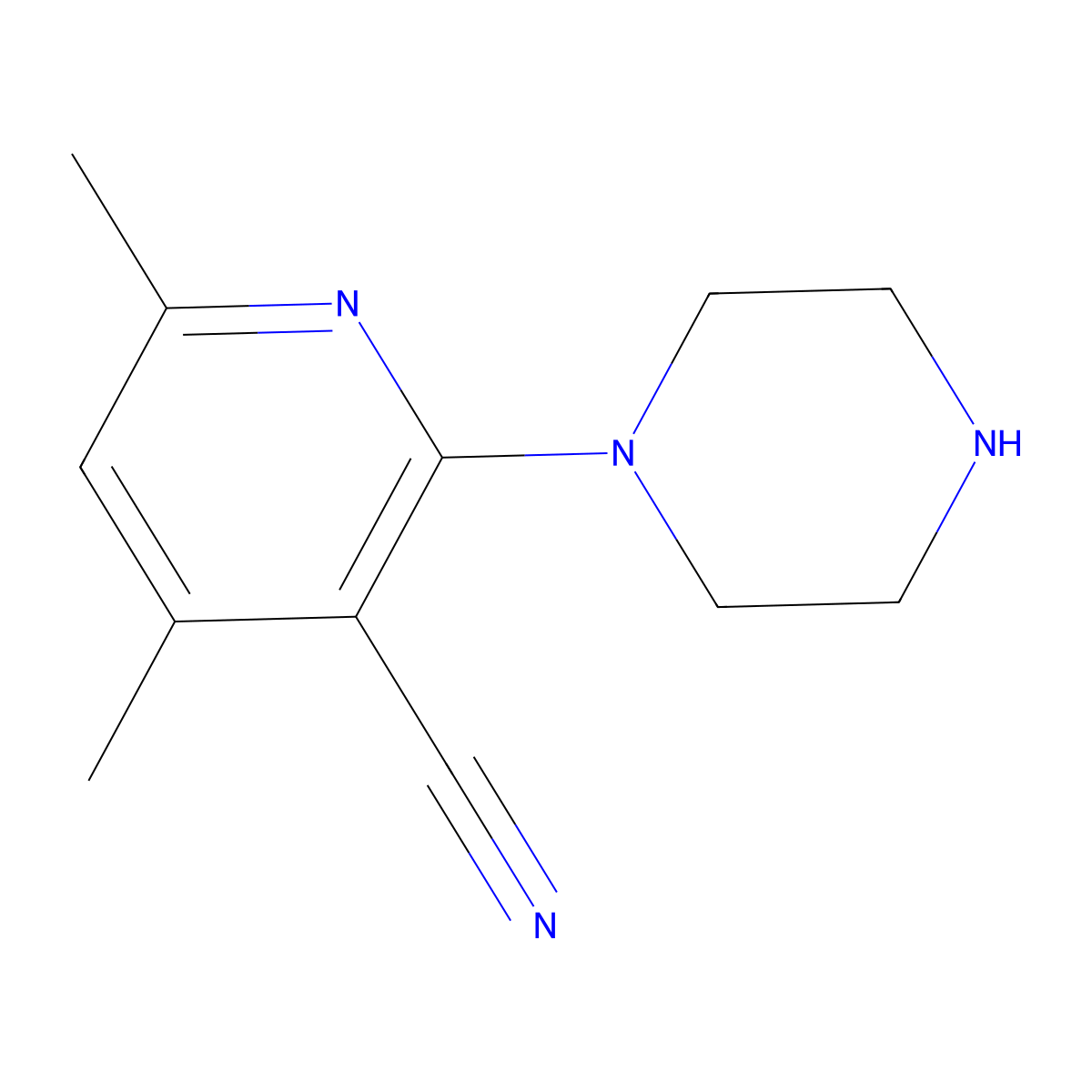 4,6-Dimethyl-2-piperazin-1-ylnicotinonitrile molecular structure, CAS 163613-82-9